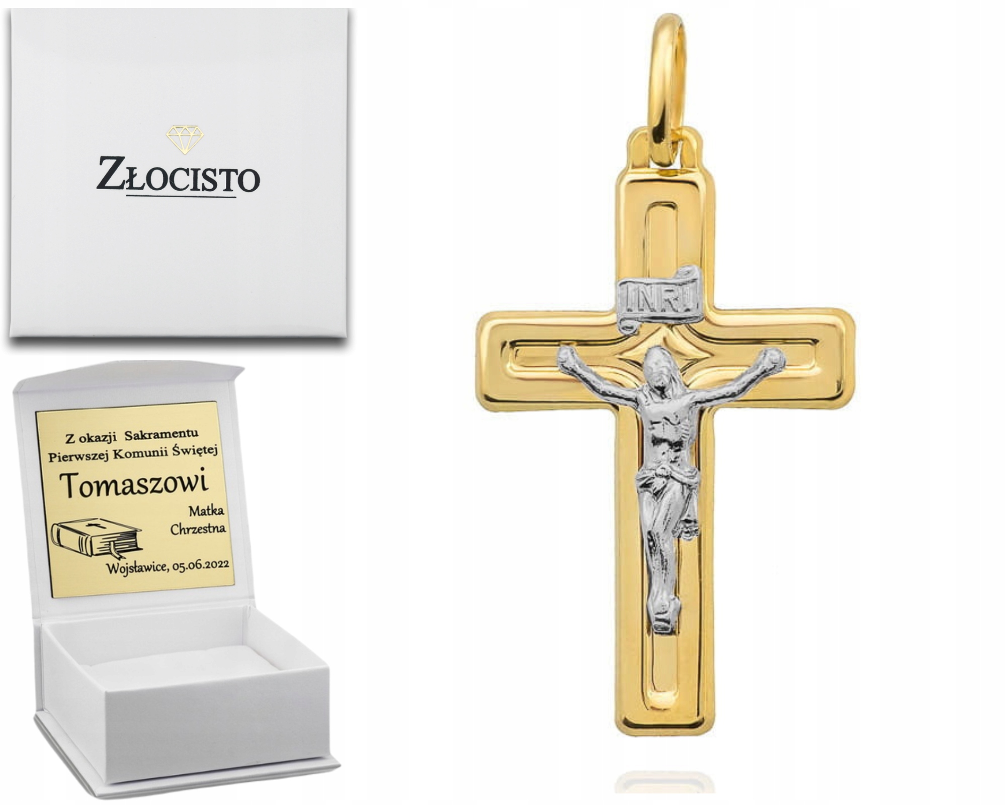 Zlatý Lesklý Křížek S Ukřižovaným Ježíšem