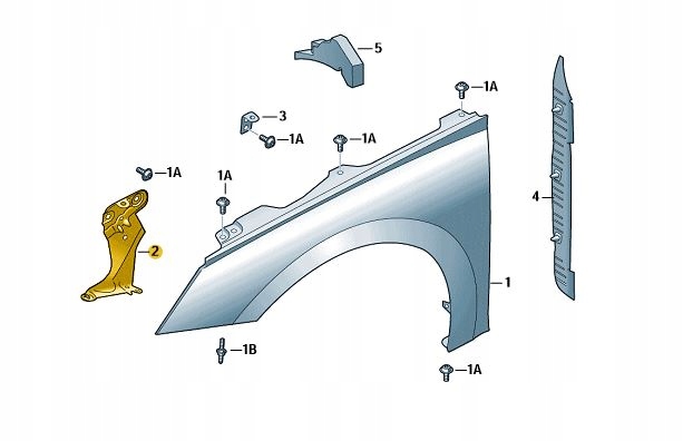 Podpěra blatníku pravá 5E3821228 Octavia IV Nová Originální