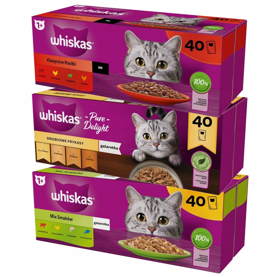 Whiskas Adult 120x85g Mokra Karma Dla Kota Mix Smaków w Galaretce i Sosie