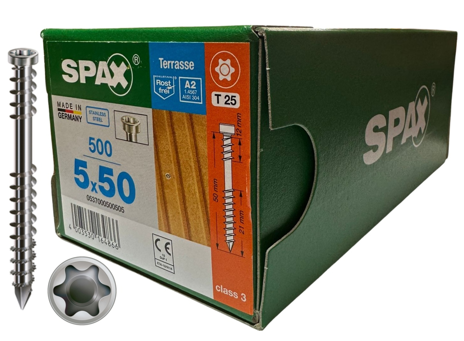 Šrouby na terasovou desku ocel stříbrné A2 Spax 5x50 mm 500 ks