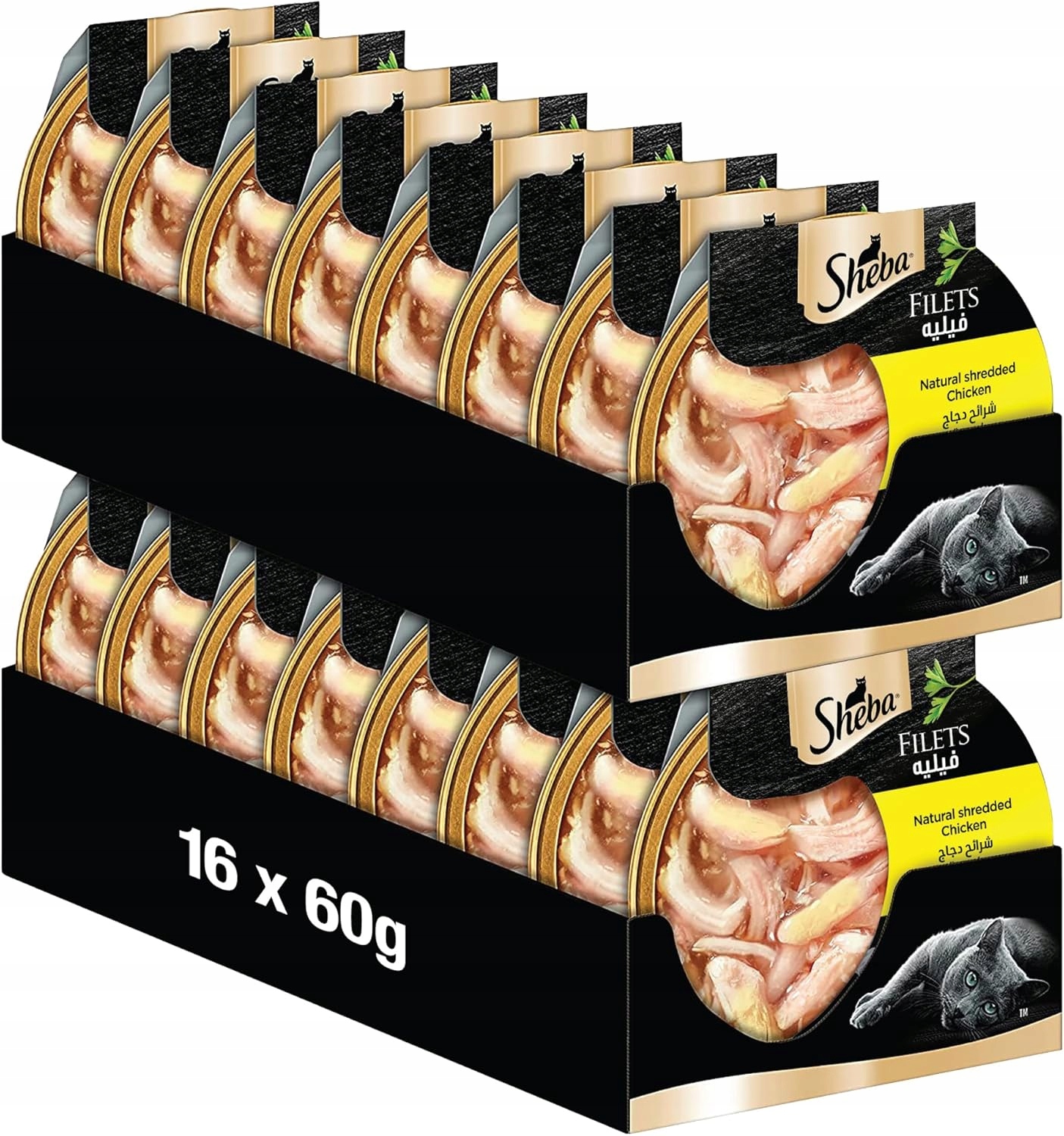 Levně Sheba Filets trhané kuřecí maso v omáčce 16x60 g