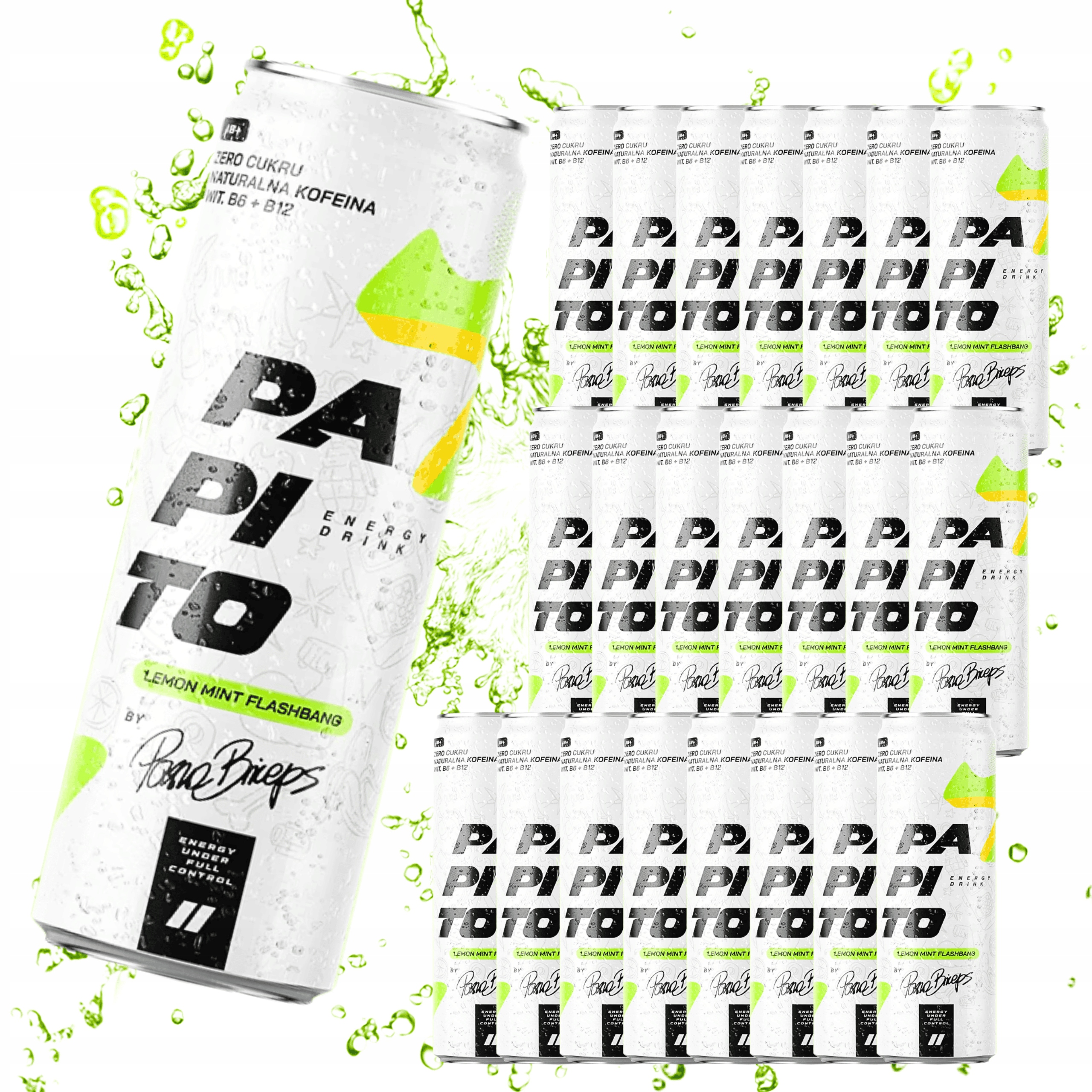 Levně Papito Energy Lemon Mint Flashbang energetik bez cukru s kofeinem 24x250 ml