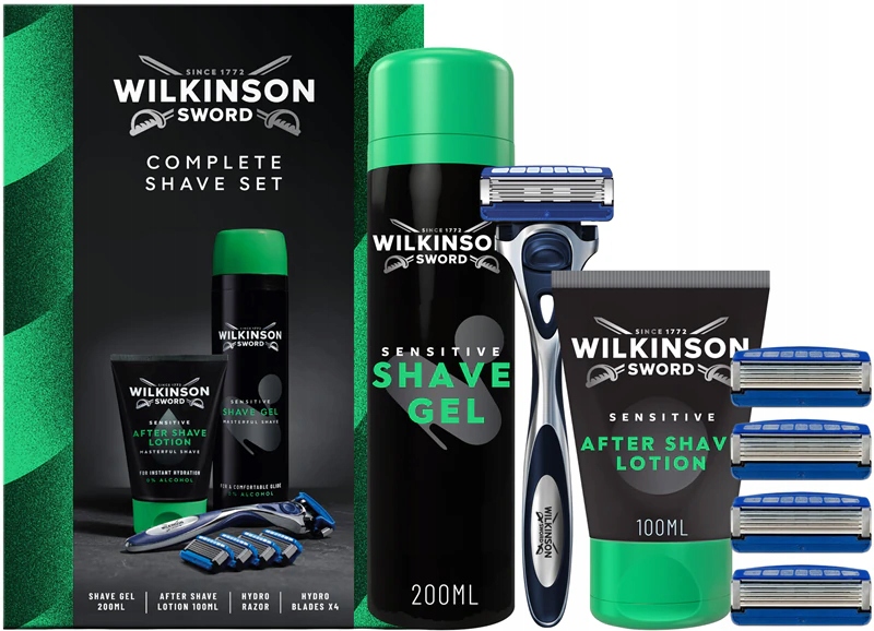 Sada Wilkinson Hydro 5 Sensitive Complete Shave Strojek Náplně Gel