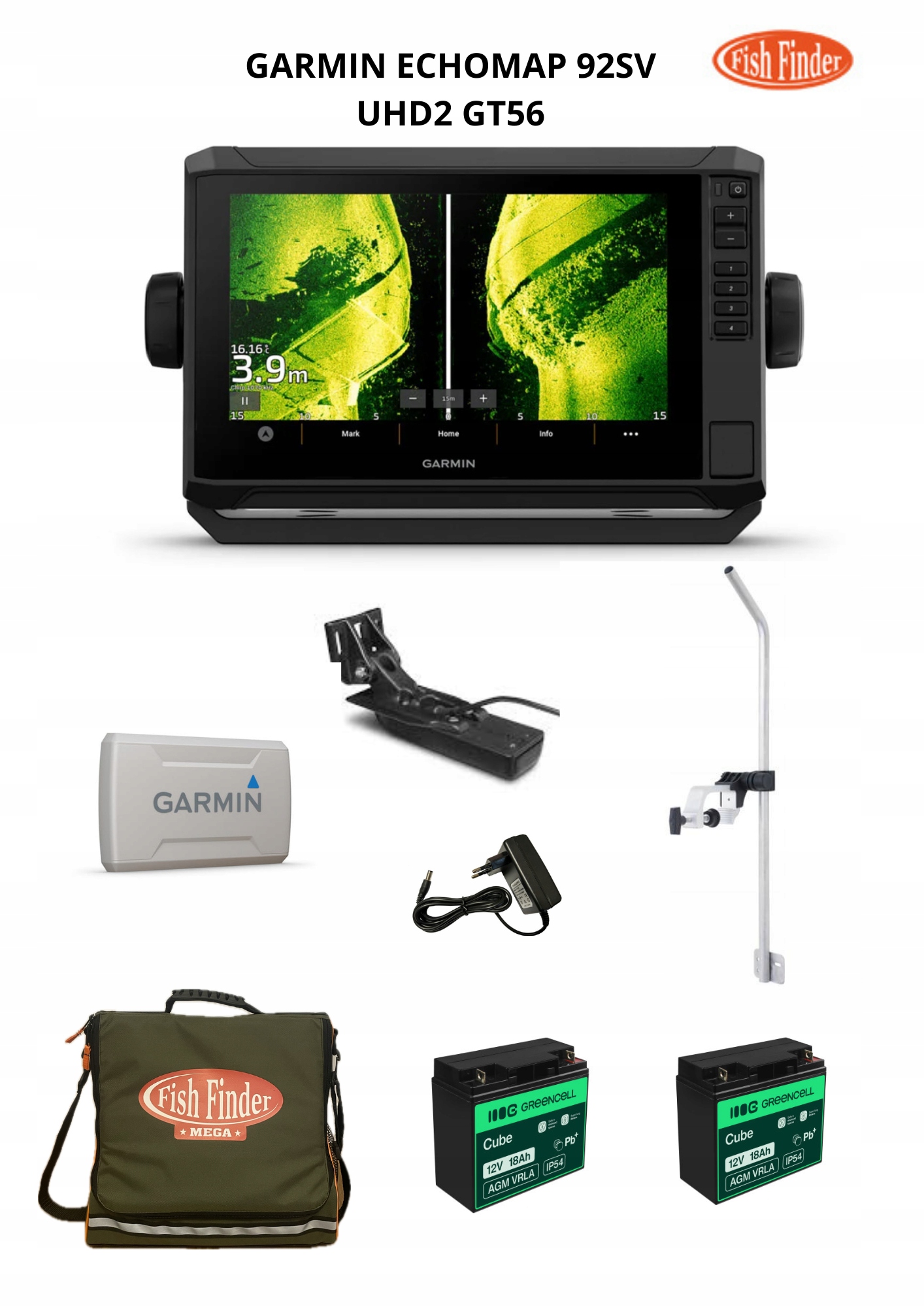 Garmin Echomap UHD2 92sv Z GT56 Zestaw Agm