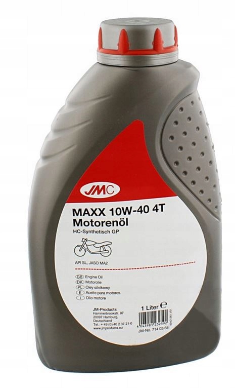 

Olej Motocyklowy Jmc Maxx 10W40 4T 1L Syntetyczny