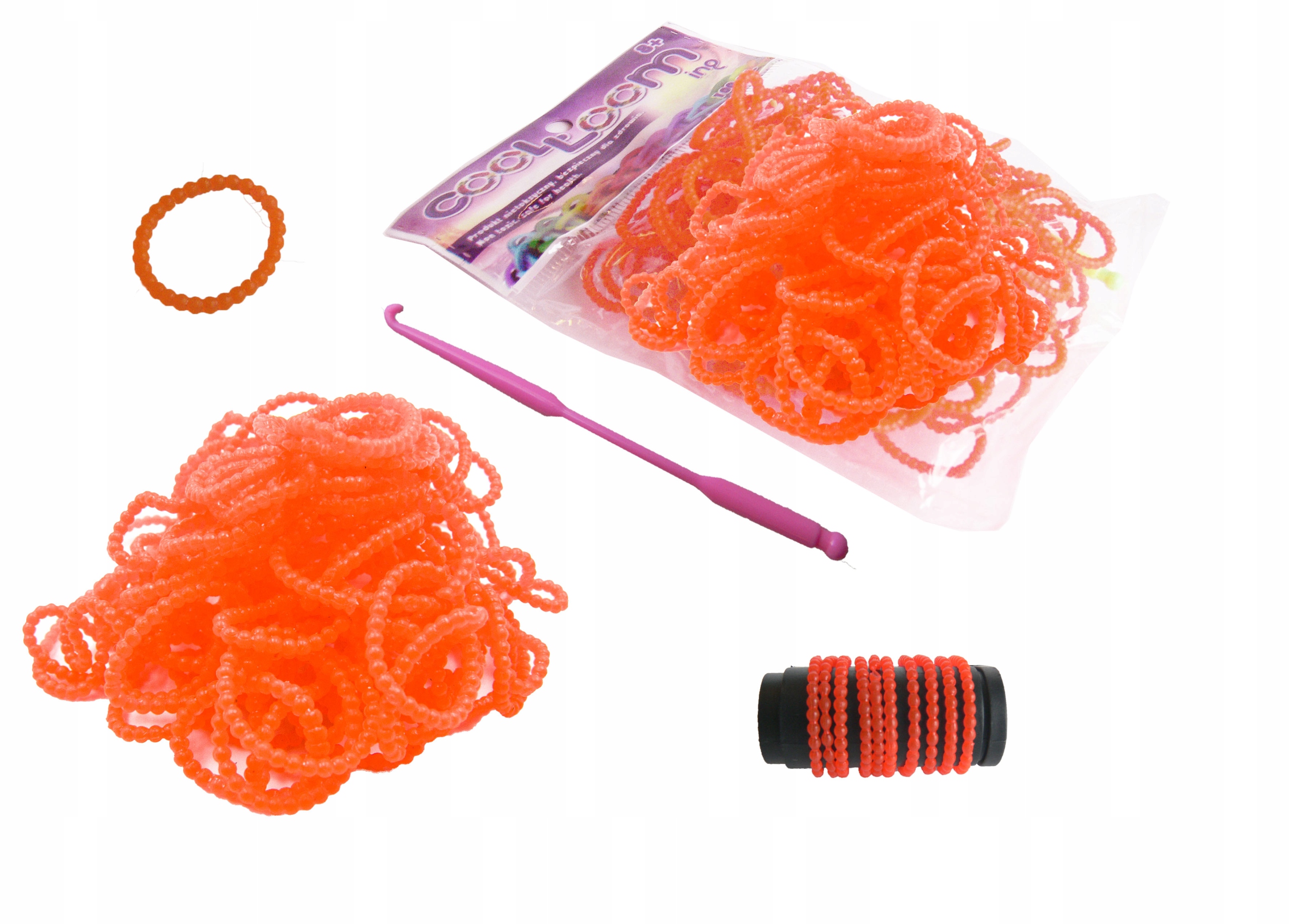 GUMKI KARBOWANE DO BRANSOLETEK CZERWONY NEON