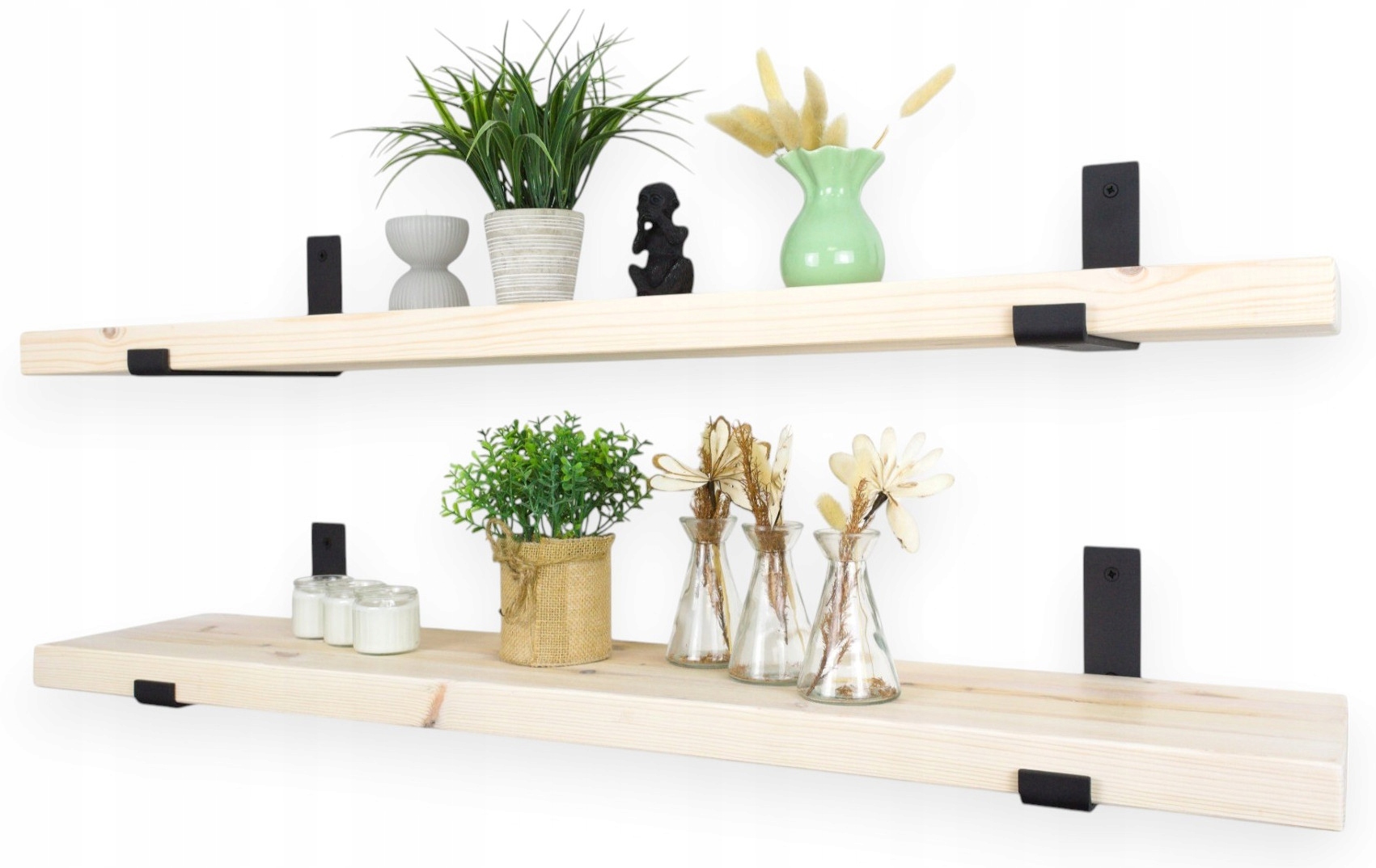 Nástenná závesná polica z borovicového dreva, rustikálna, Loft 100 cm x 25 cm