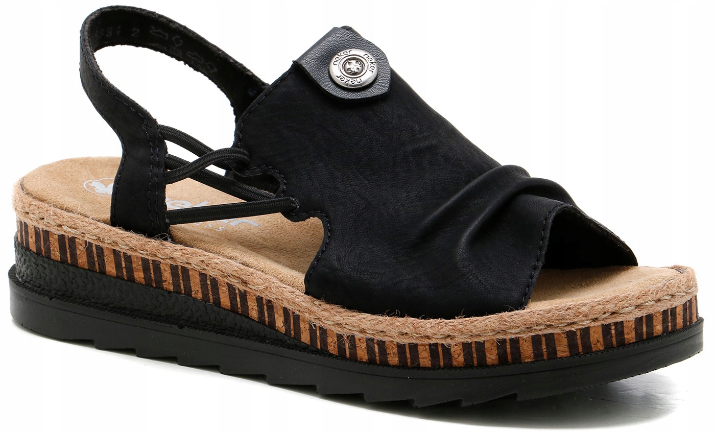 Rieker dámské sandály V7972-00 s plochým podpatkem velikost 38