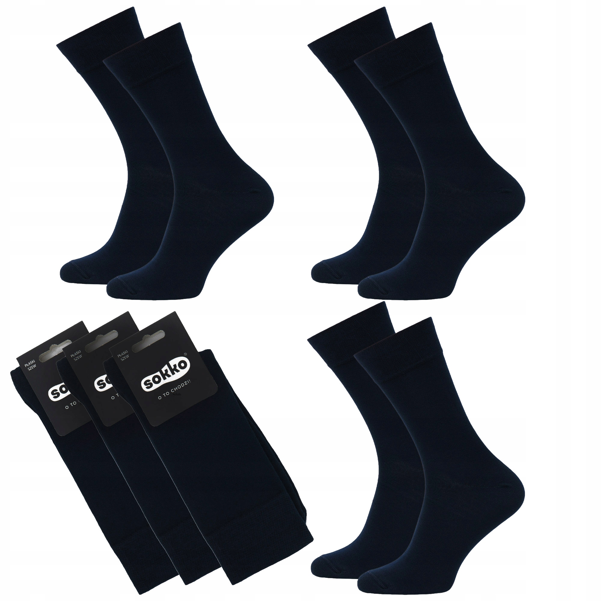 

3x Sokko Skarpetki Męskie Długie Granat Bambusowe