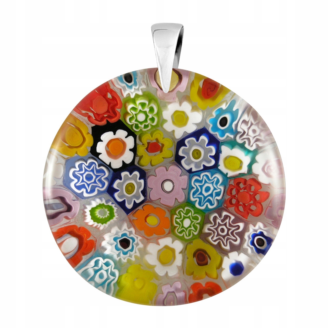 Dámský vícebarevný přívěsek Harf sklo murano kolečko
