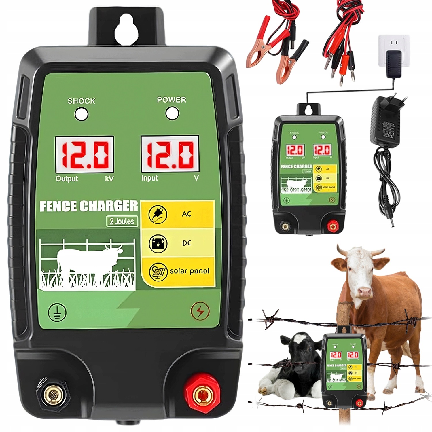 Elektrikář Elektrický Pastuch 1.5J-2J Led Oplocení 15KM Voděodolný