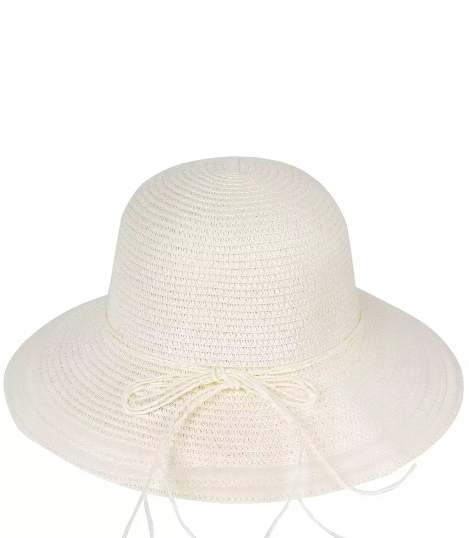 Damski kapelusz słomkowy z paseczkami na rondzie (Beżowy)