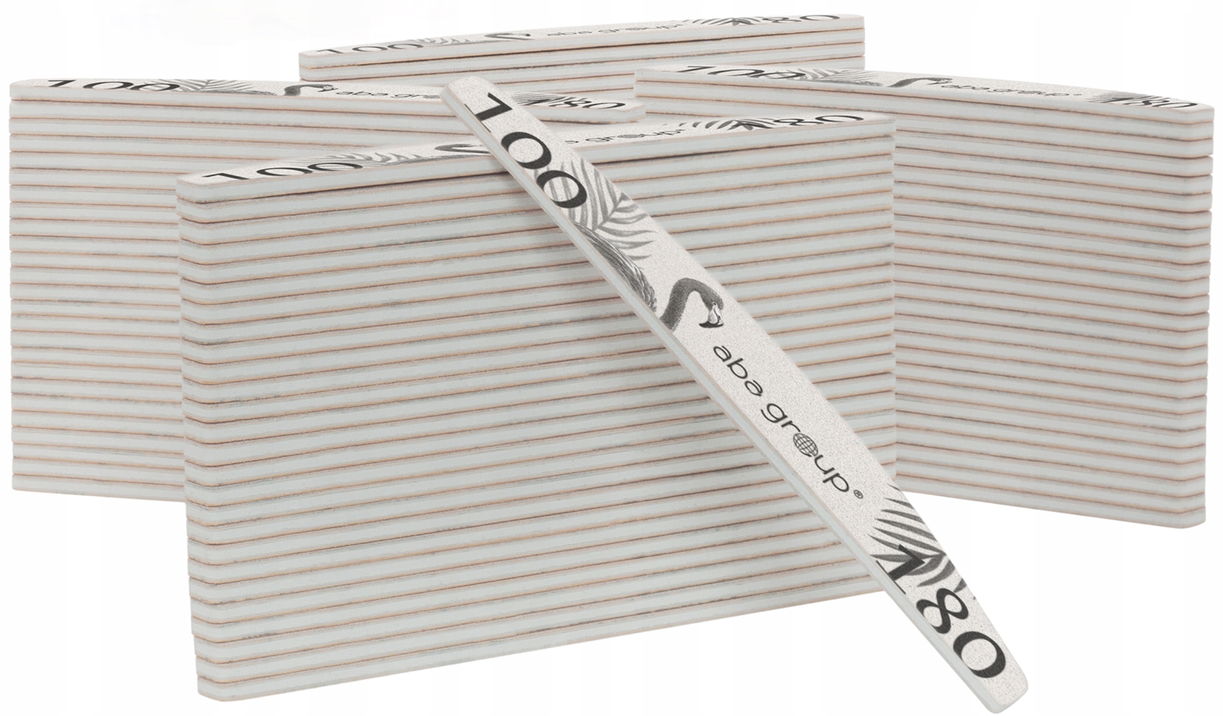 200 x Pilník Plameňák na nehty Půlměsíc Loďka 100/180 Slim Jednorázový
