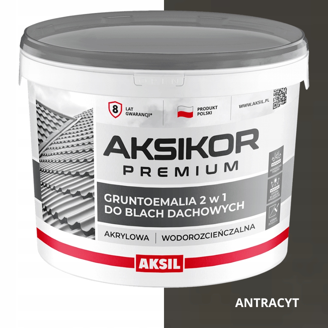 Aksikor Prémiová Farba Základný Smalt Na Strešné Plechy Antracitová 7024 5 L