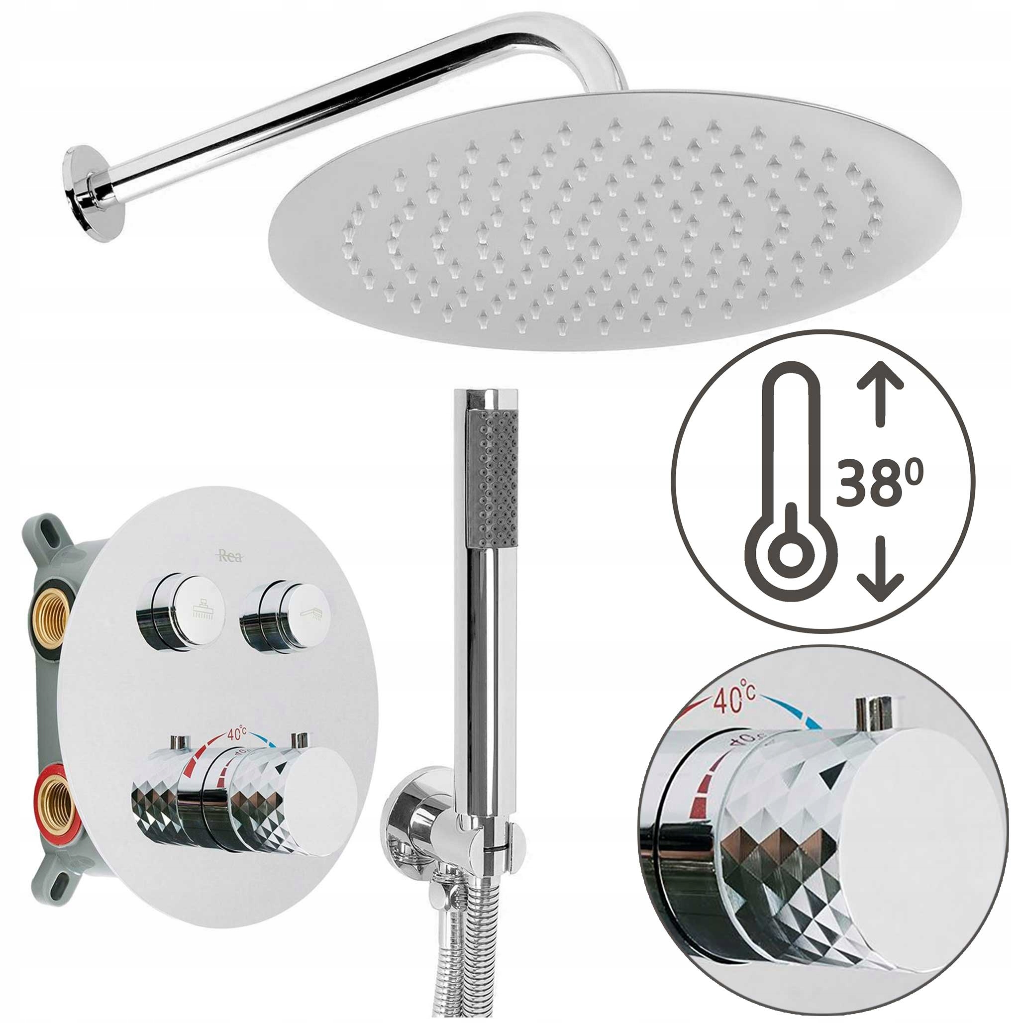 Podomietkový sprchovací set s termostatom Rea Lungo Diamond Chrom Box