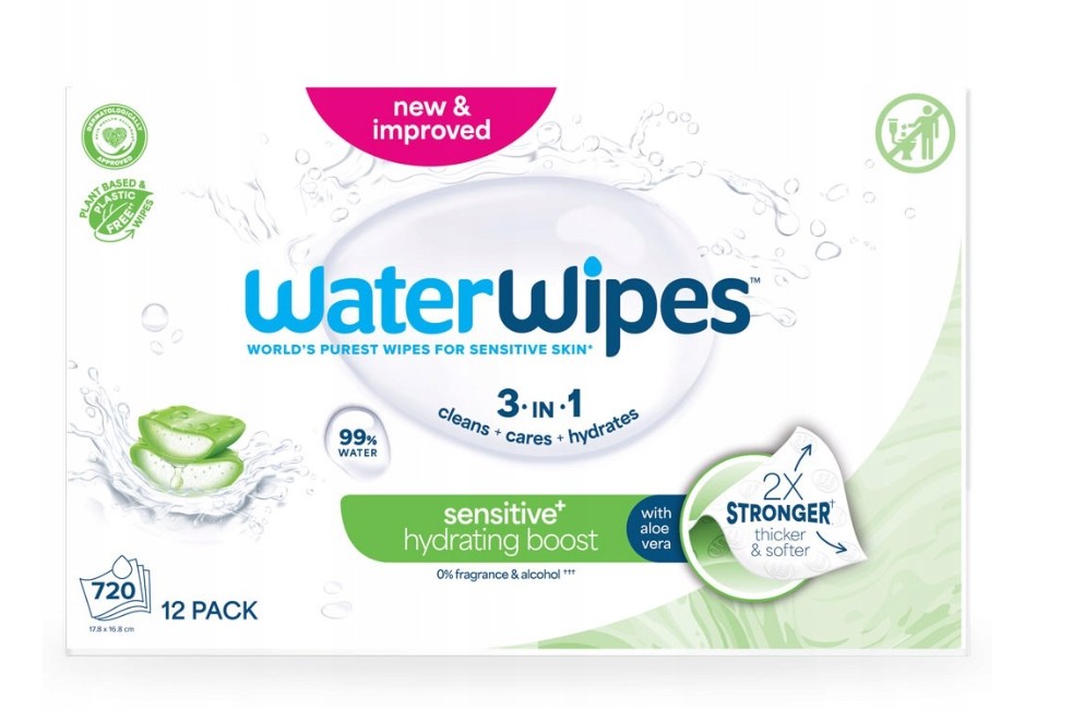 WaterWipes Chusteczki nawilżane dla niemowląt 12 x 60 sztuk