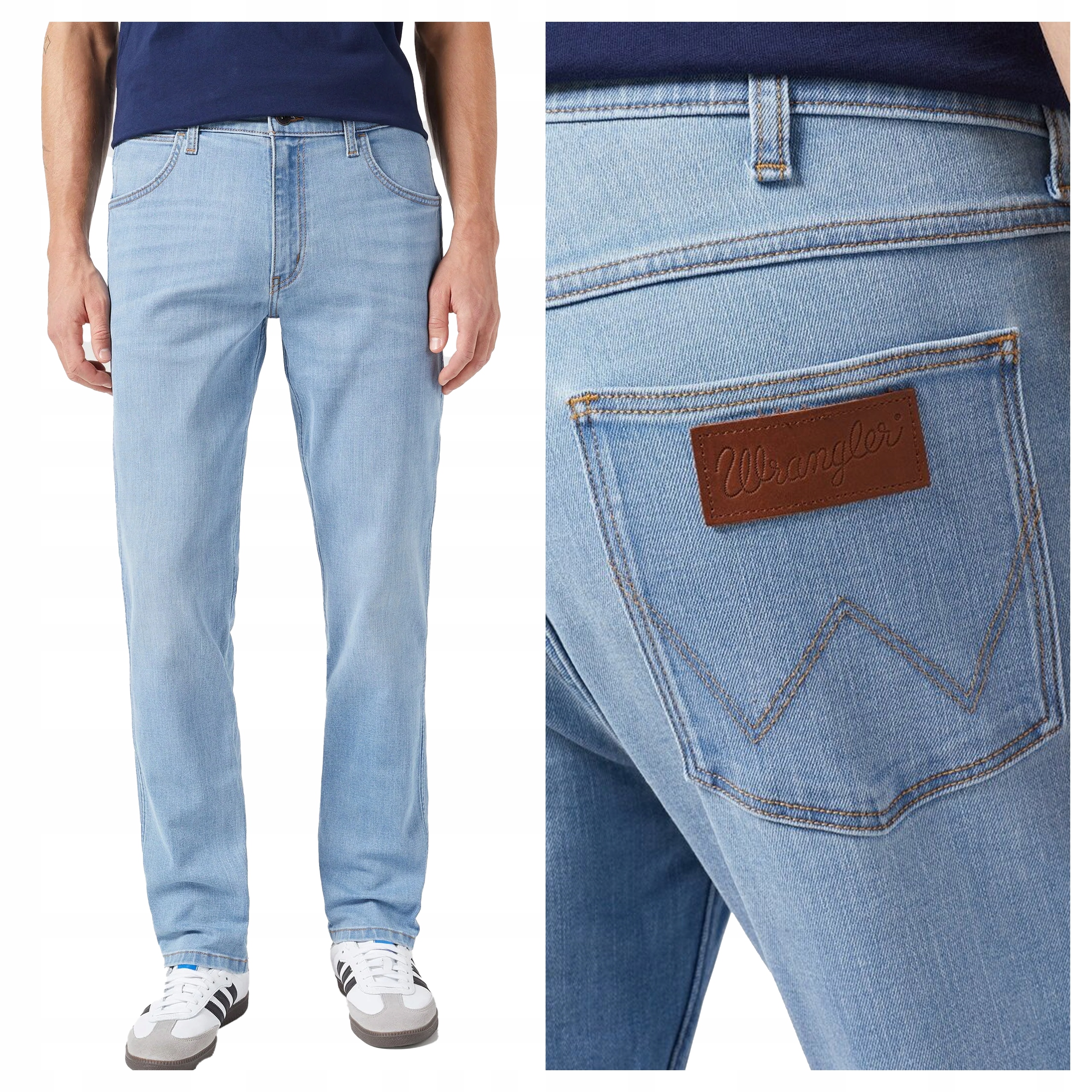 Pánské džínové kalhoty Wrangler Regular Fit Jednoduché modré W36 L30