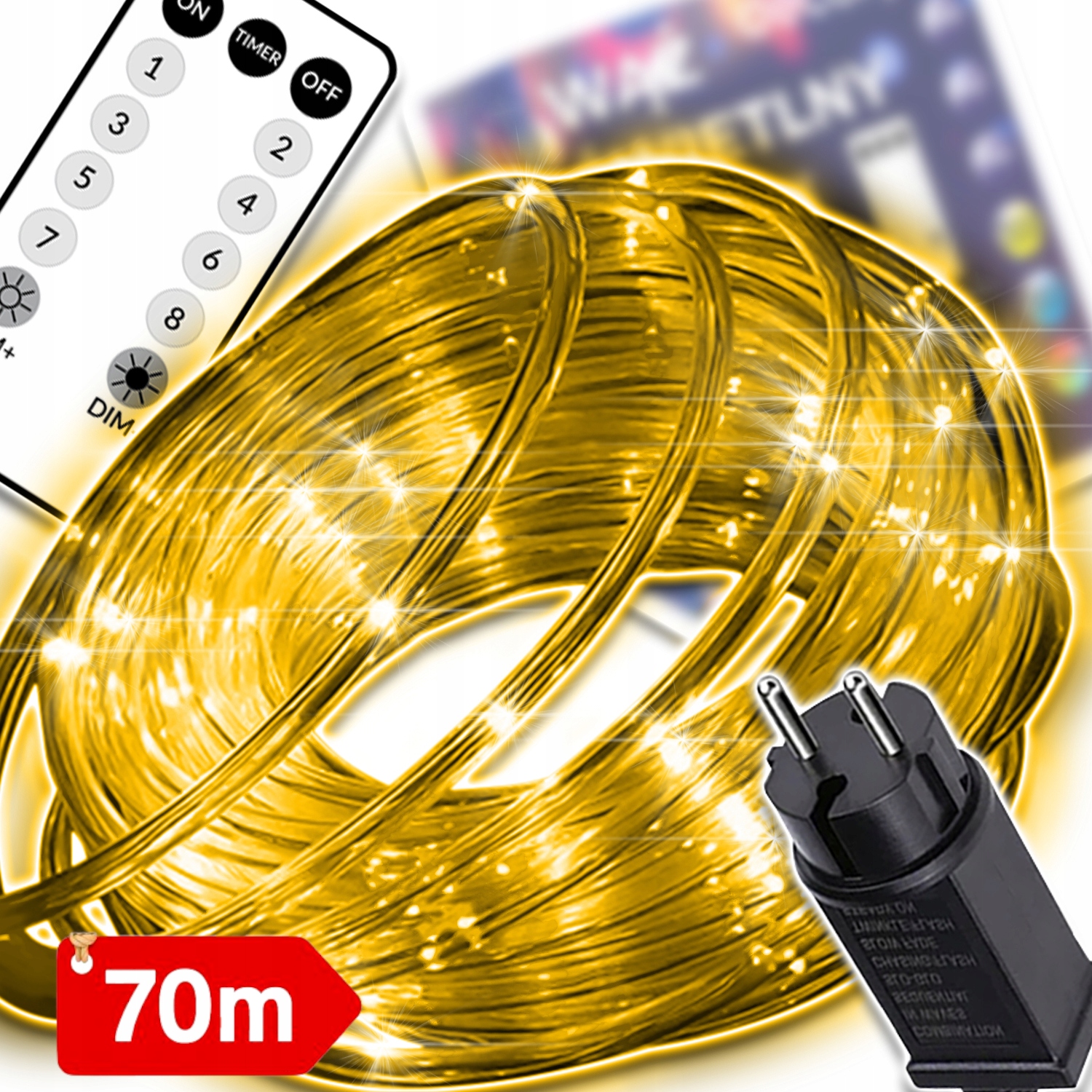 Venkovní Led Světelná Hadička S Teplým Bílým Světlem, 70 M, Voděodolná, Svítící