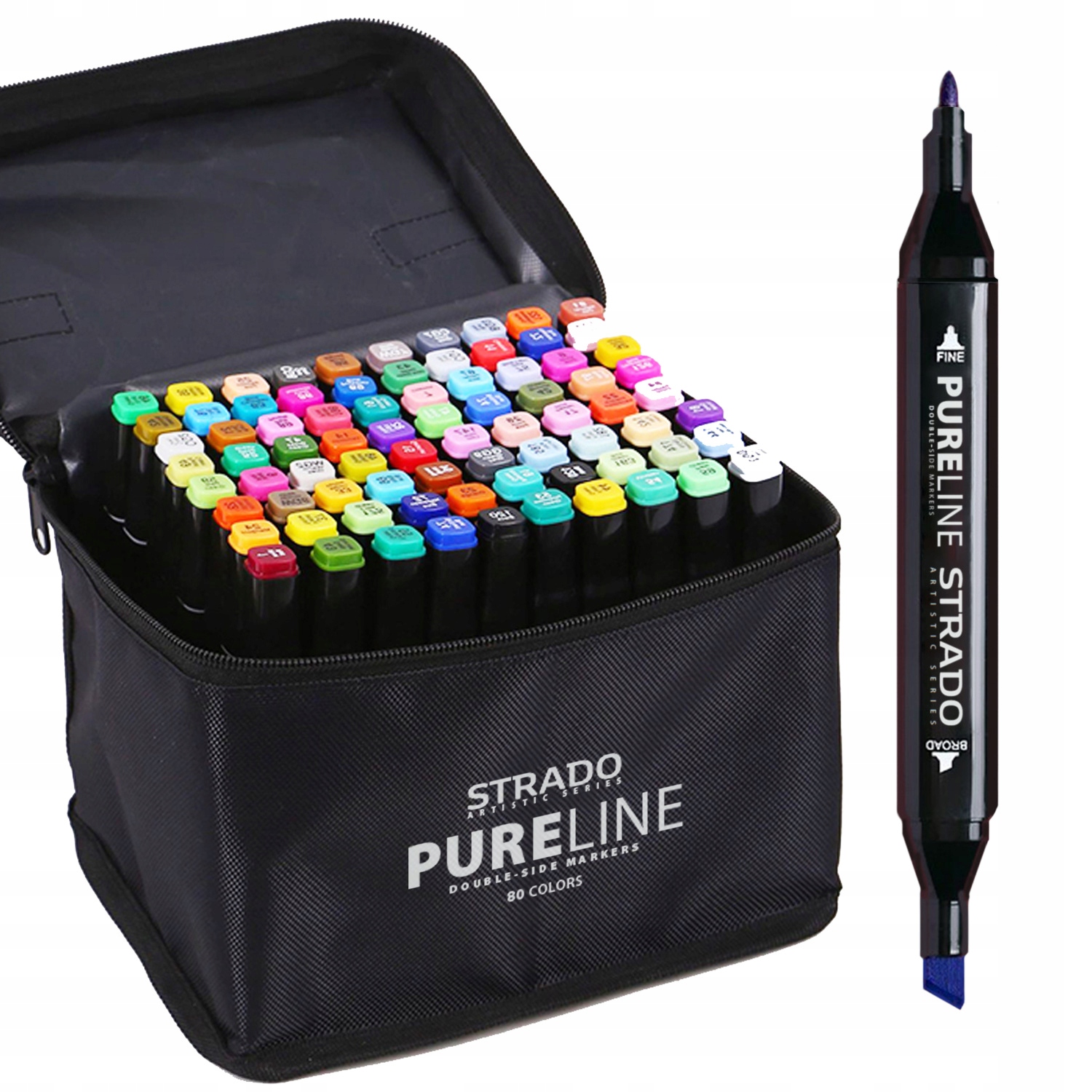 

Zestaw markery dwustronne 80 szt PureLINE torba