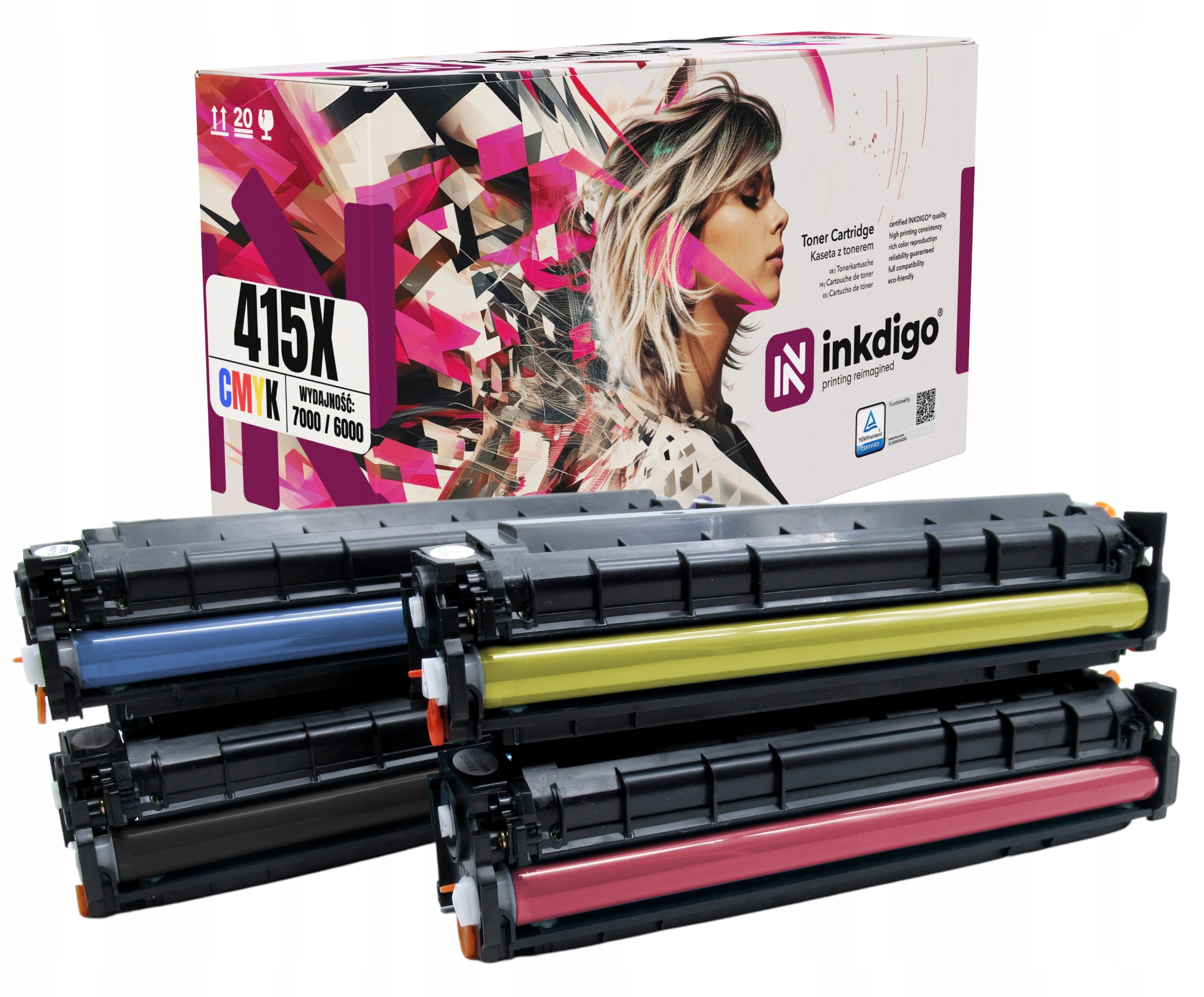 4x Toner Inkdigo Hp 415X W2030X Zestaw Cmyk