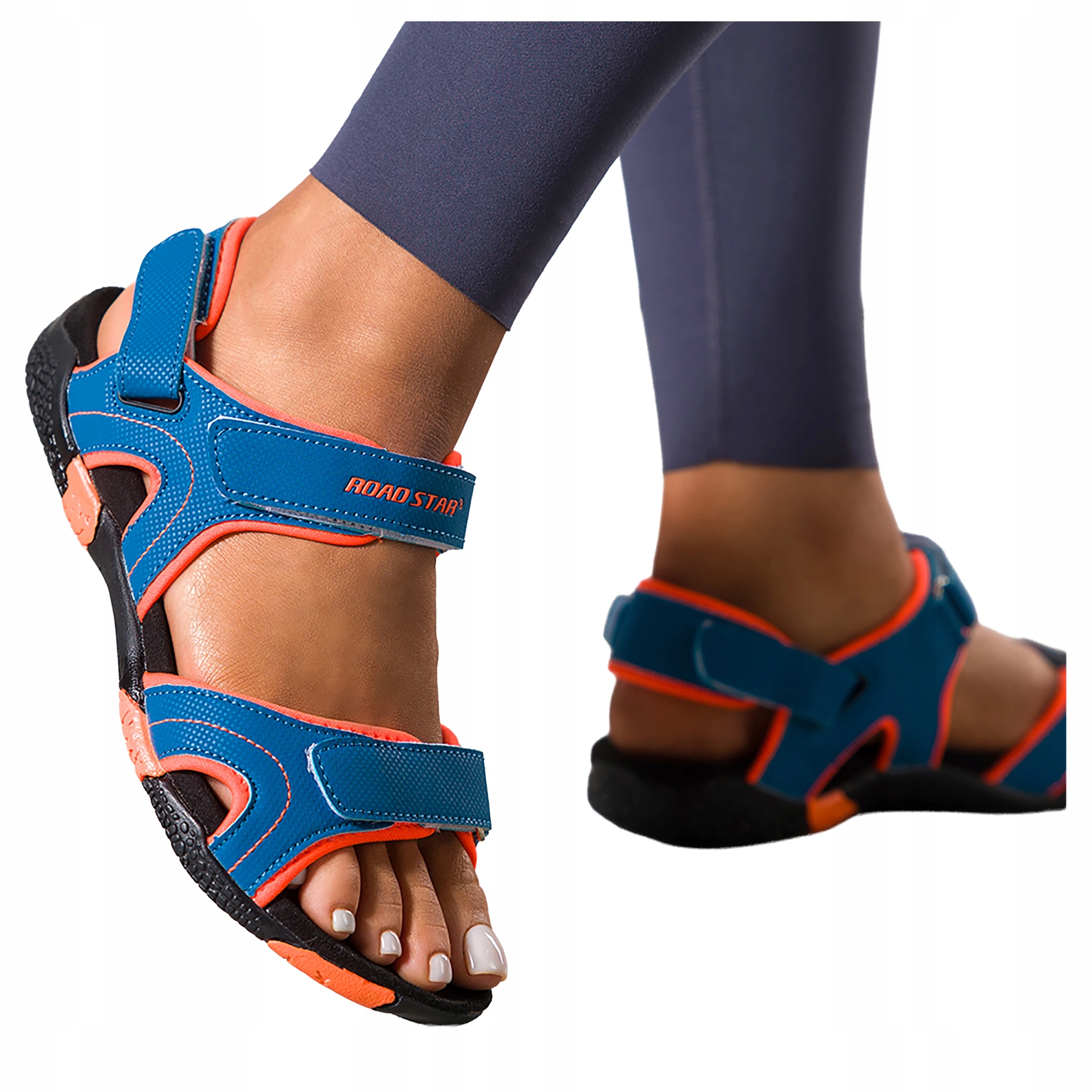 Modré Sandály Dámské Pohodlné Na Suchý Zip Elastické Ploché Sportovní vel. 37