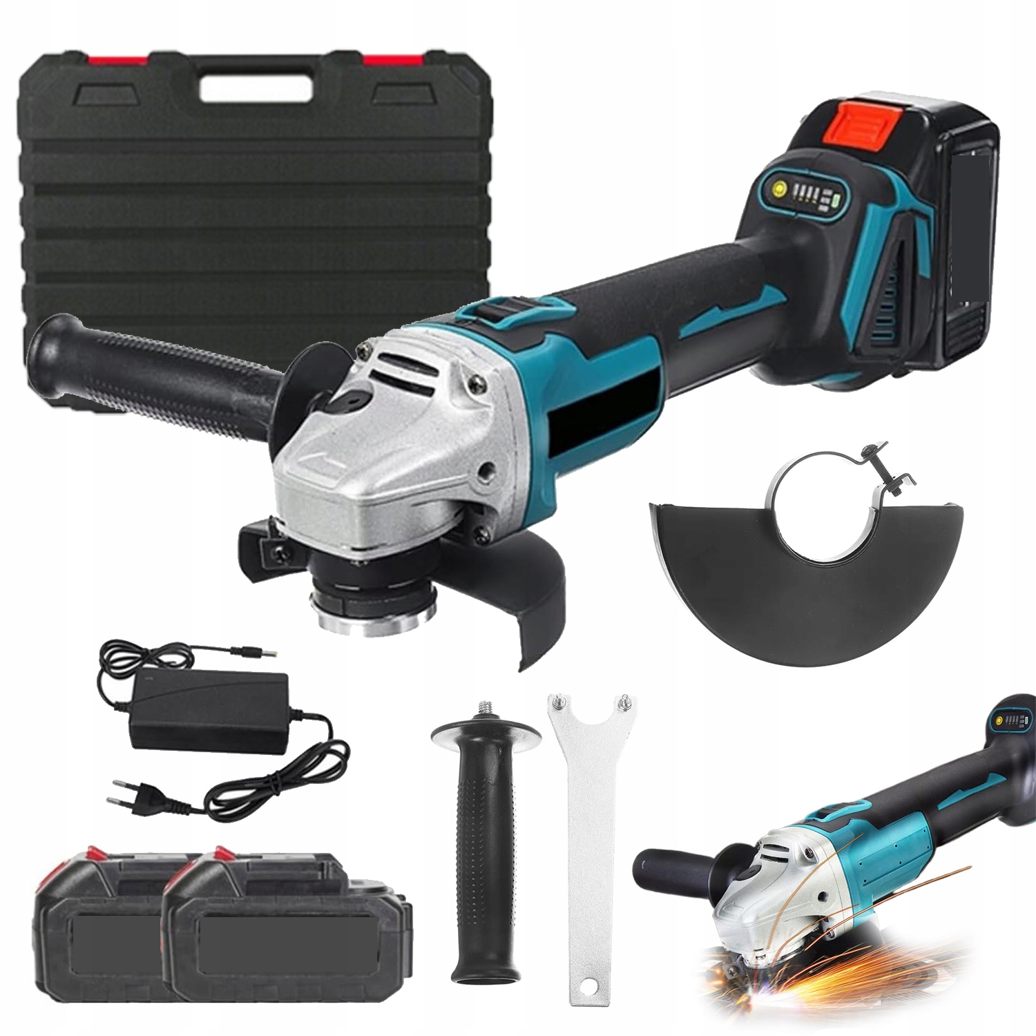 Úhlová Bruska Bezdrátová 21V 125MM800W Pro Leštění S 2 Kusy Akumulátorů