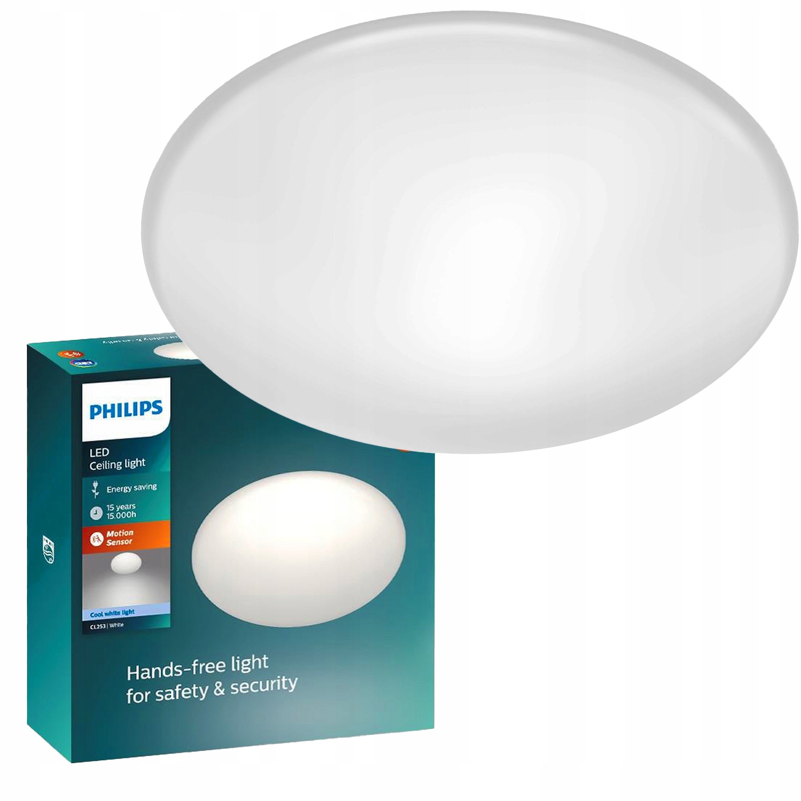 Stropní Svítidlo Led Stropní Svítidlo na omítku 12W 4000K 26 cm s pohybovým senzorem Philips