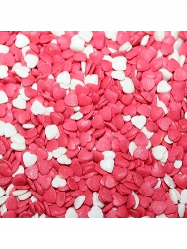 Levně udanewypieki Cukrový Posyp srdce mini bílo červené 50 g