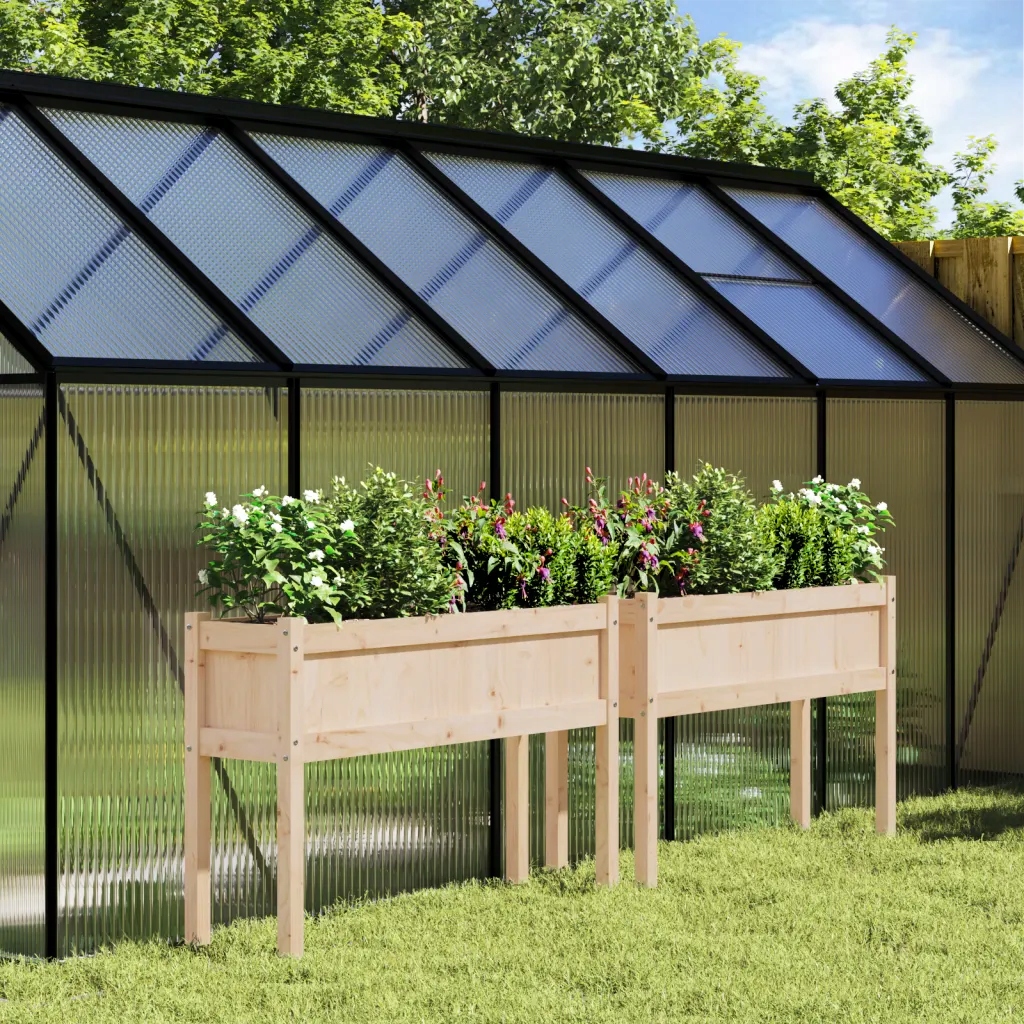 Zahradní truhlíky 2 ks s nohami masivní borové dřevo Hnědá 837565