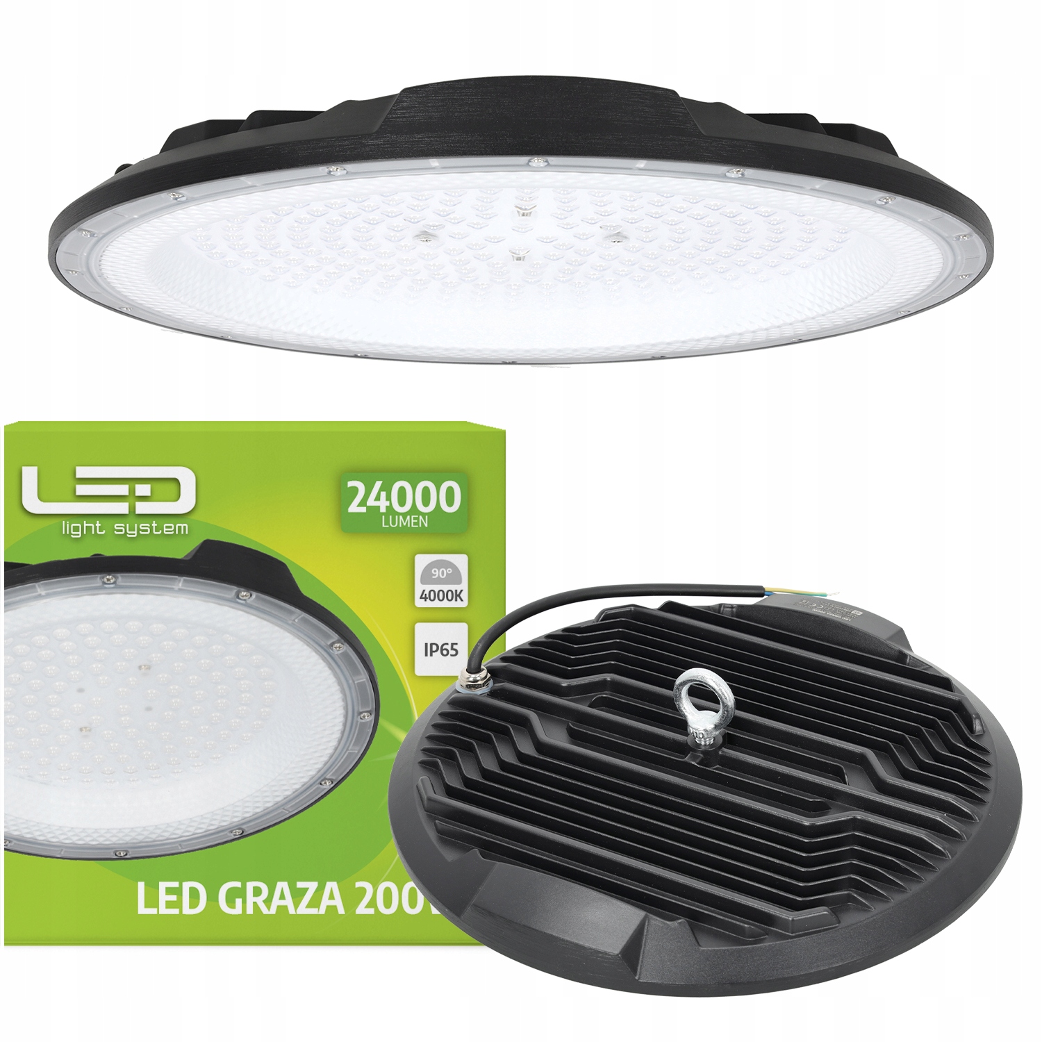Led garážová dílenská lampa 200W 4000K Hermetické svítidlo IP65 90°