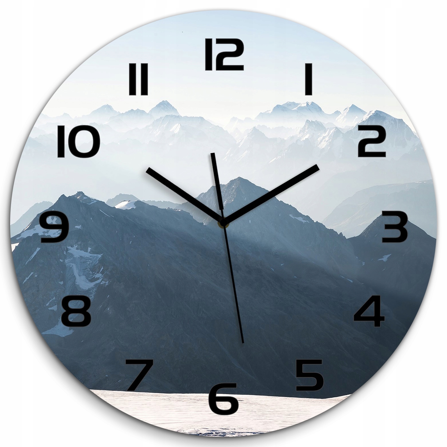 

Szklany duży zegar wiszący Górskie szczyty fi 60cm