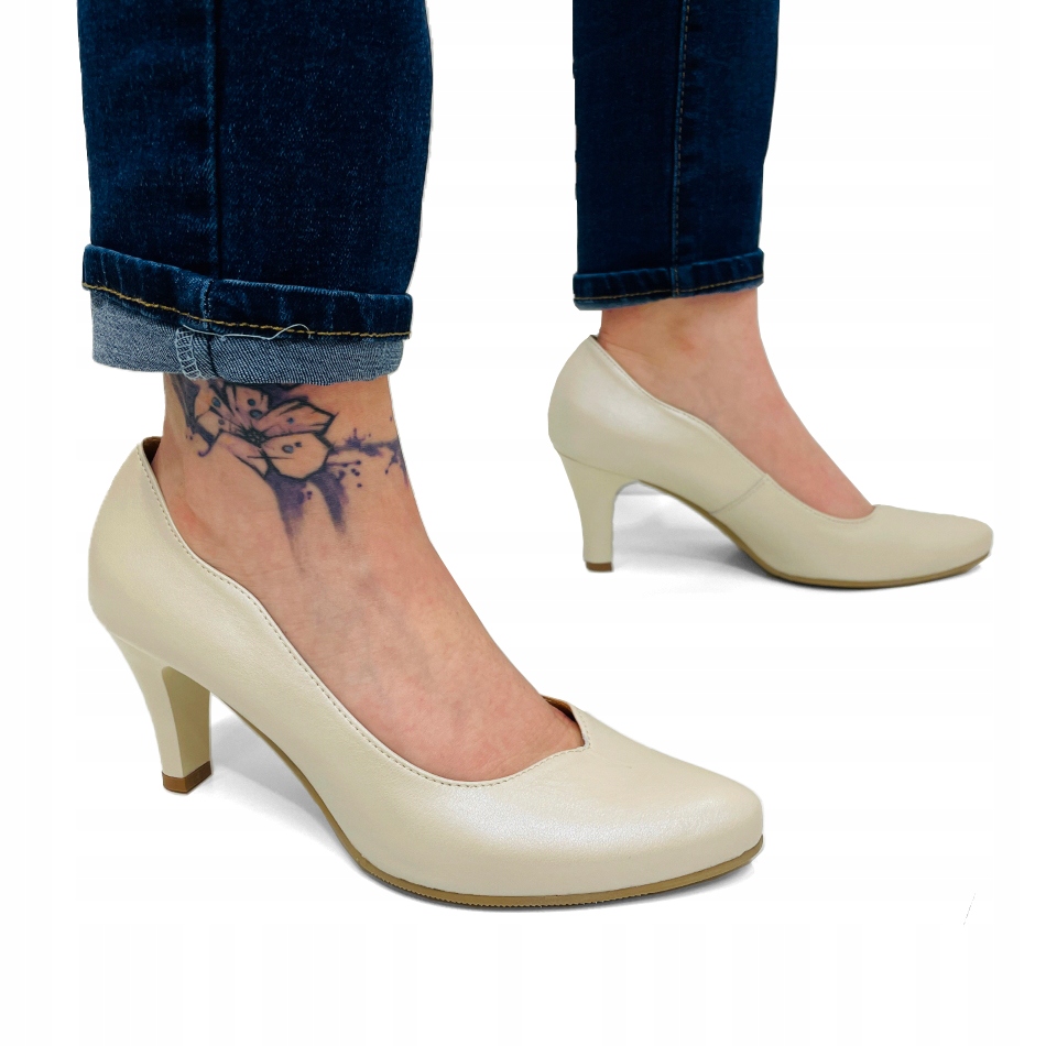 Polské Kožené Polobotky Na Podpatku S Nízkým Podpatkem Pro Haluksy 40