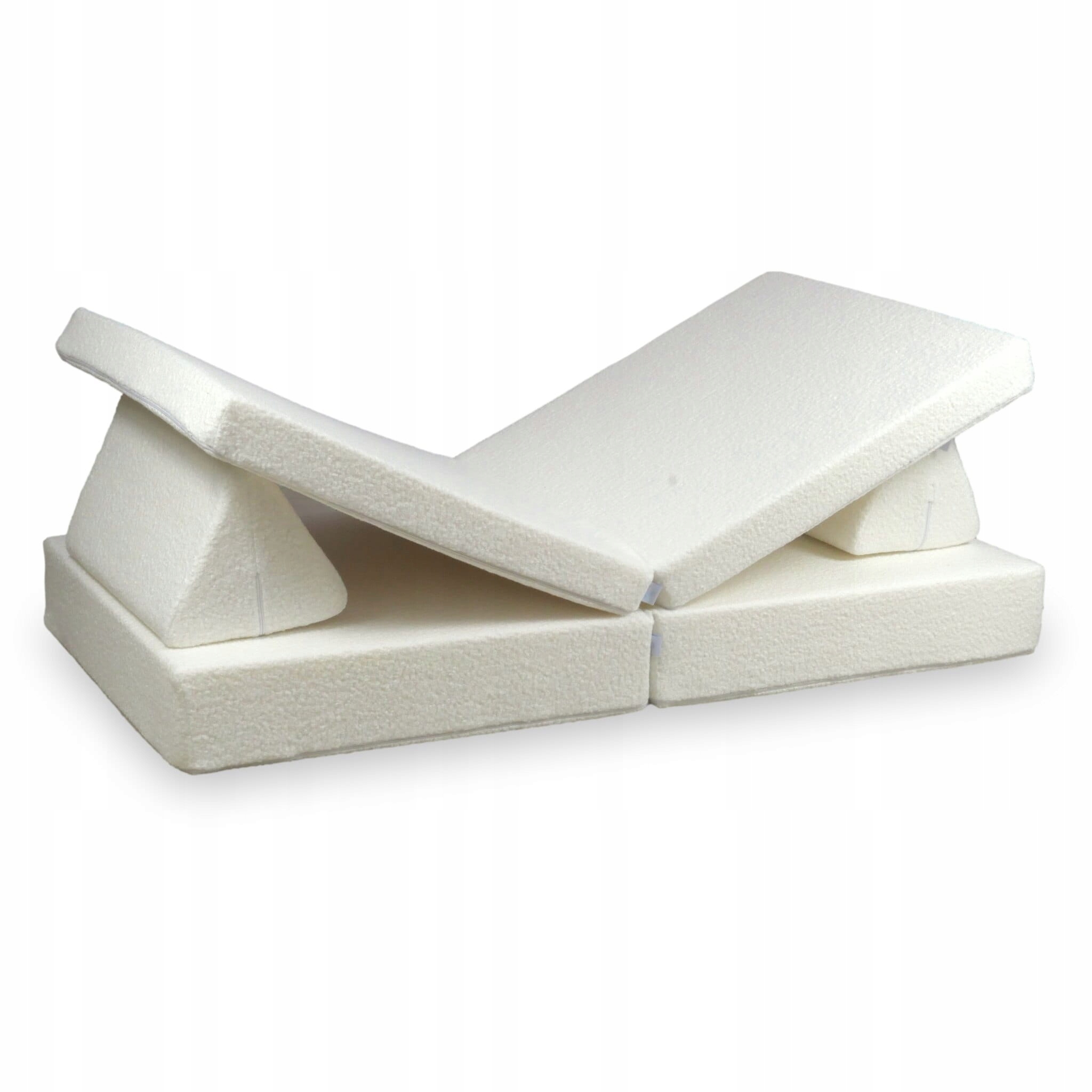 Sofa do zabawy Montessori Standard Bouclé Biały modułowa, piankowa