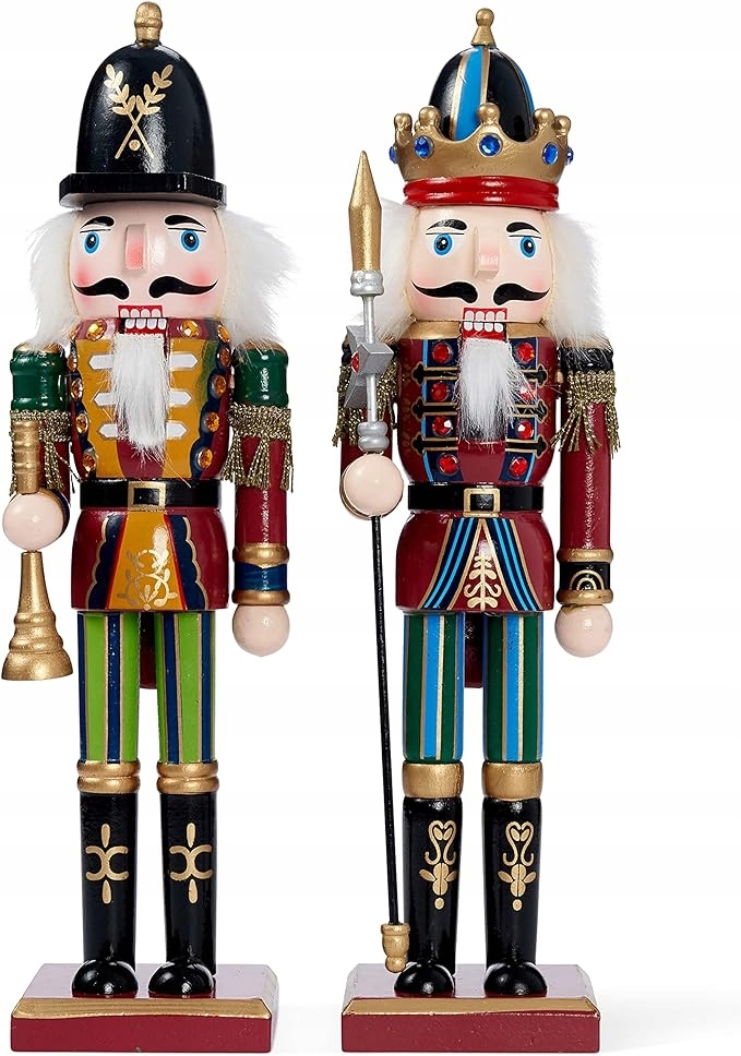 2 kusy: Velký dřevěný vánoční louskáček se stojanem, 30 cm