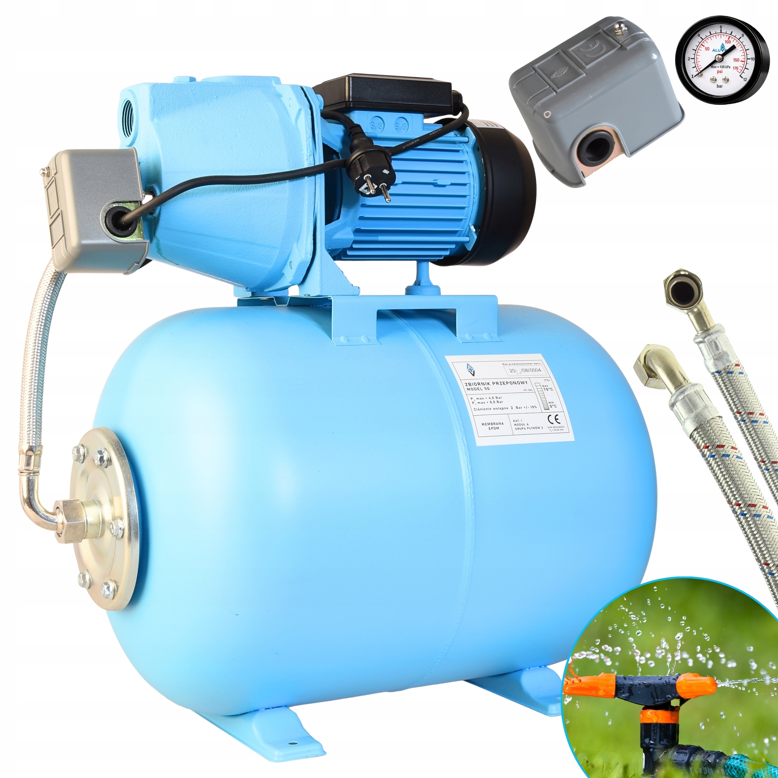 50 L Hydrofor Hydroforová Pumpa 550 W 40 L/min Na Vodu V Záhrade S Hadicovým Príslušenstvom