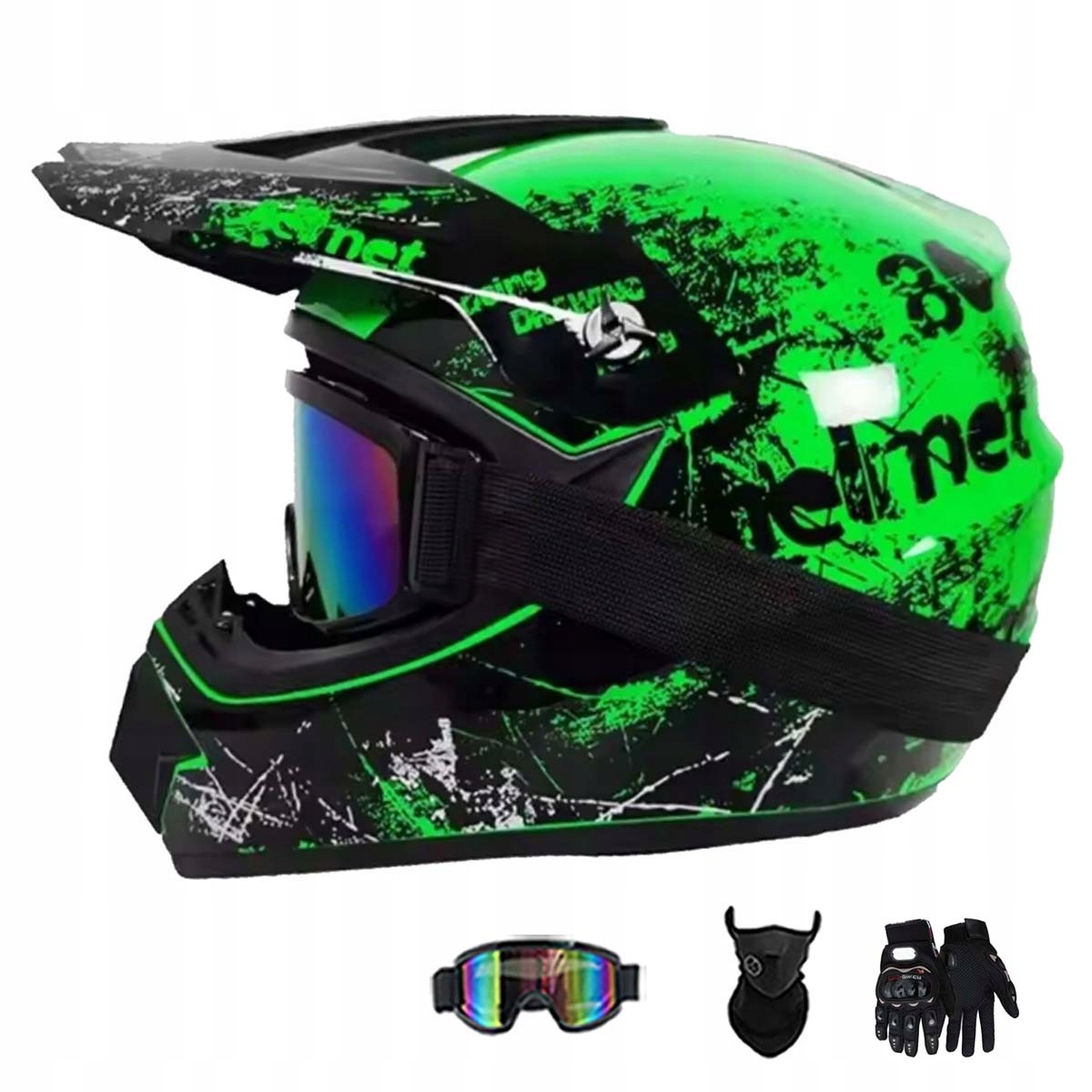 Motocyklová Přilba Lehká Enduro Quada Brýle Rukavice Maska M