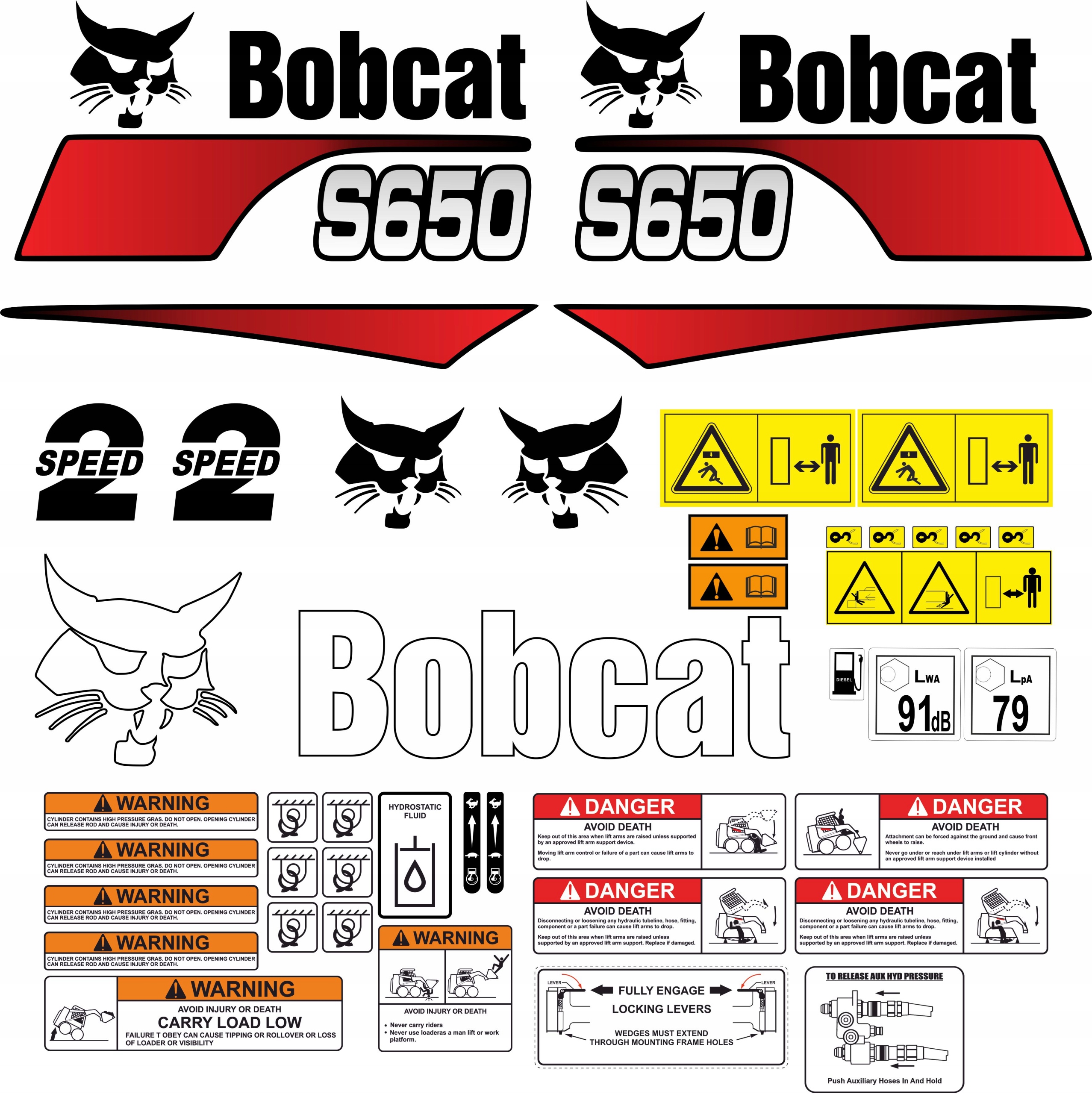 Наклейки ламіновані BOBCAT S650 міні-навантажувач повний