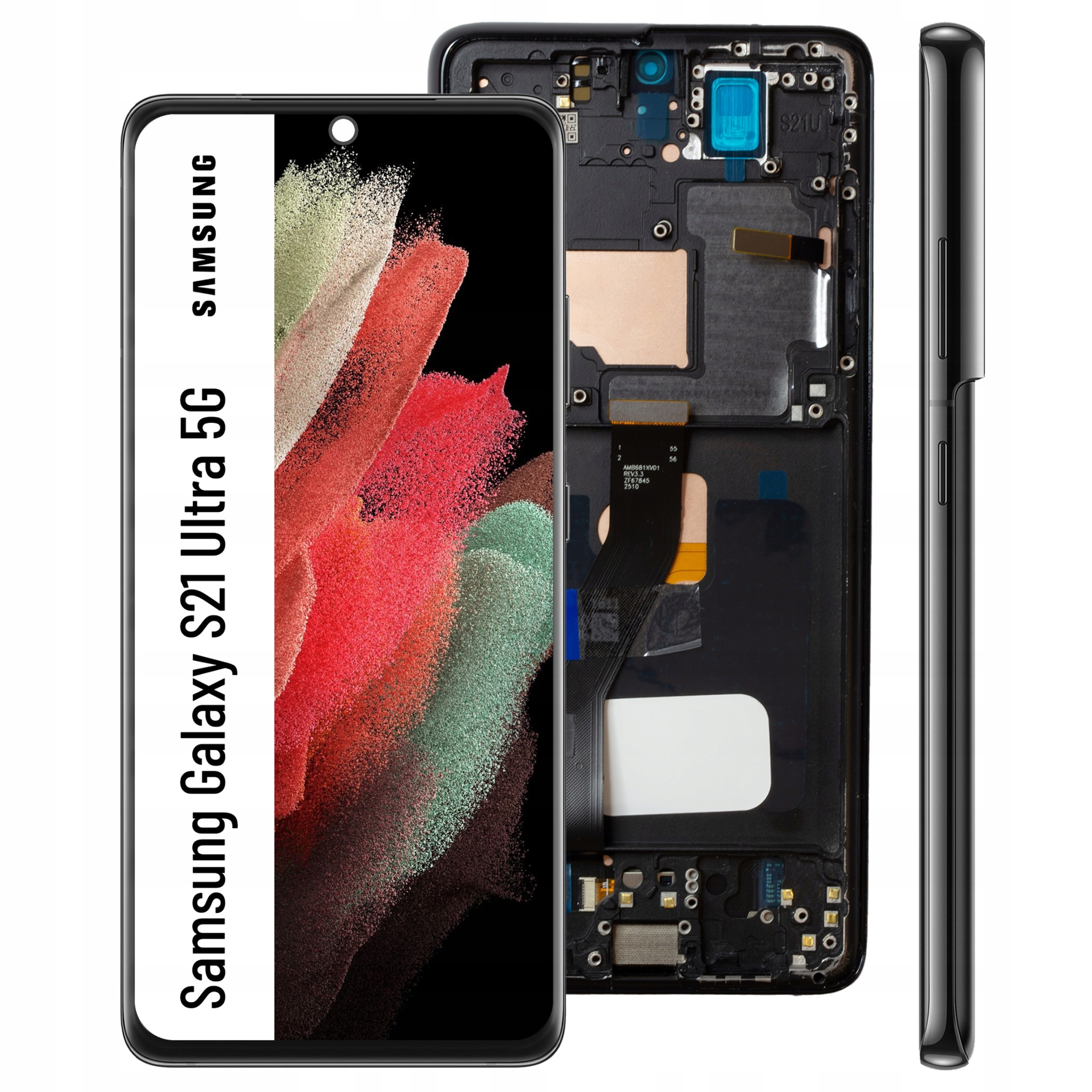 Displej s rámečkem pro Galaxy S21 Ultra Big Oled LCD panel Phantom Black