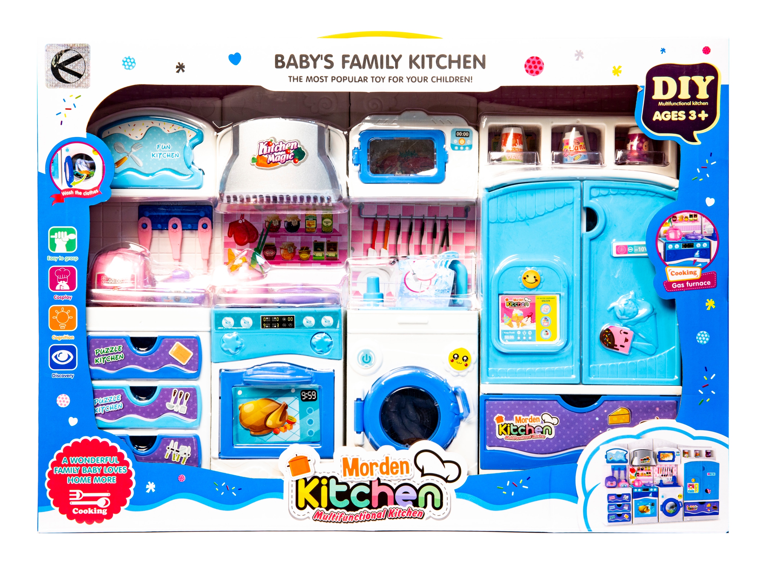 

Kuchnia duży zestaw mebelków dla lalek niebieski