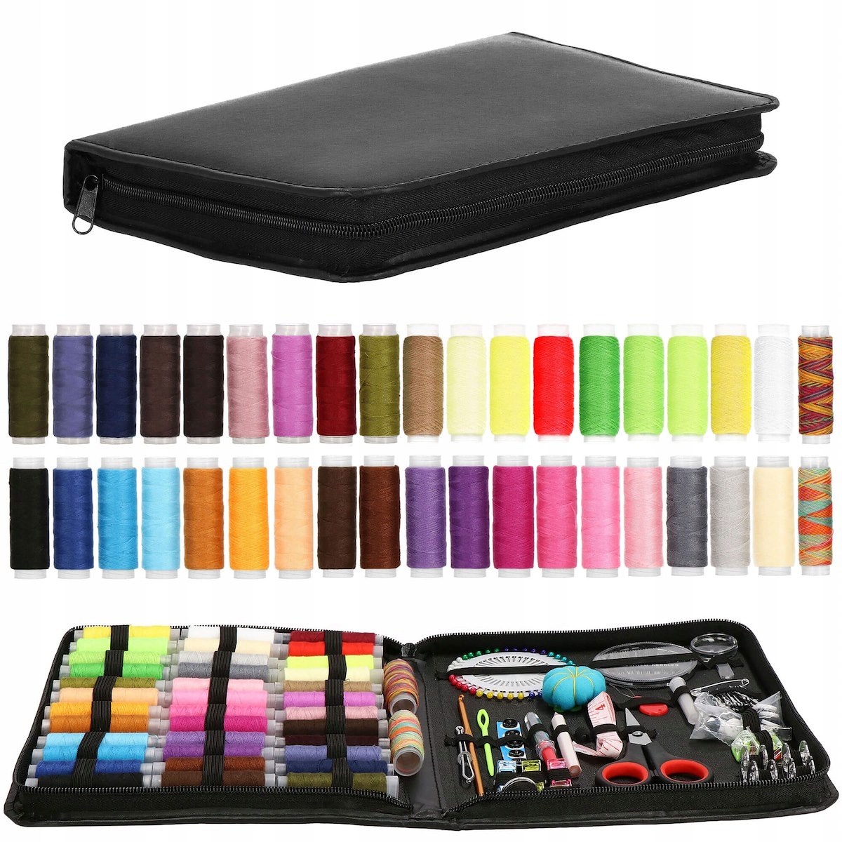 Krejčovská Sada Šicí Pomůcka XXL Pouzdro Nitky 183 el Velké Nitě+jehly