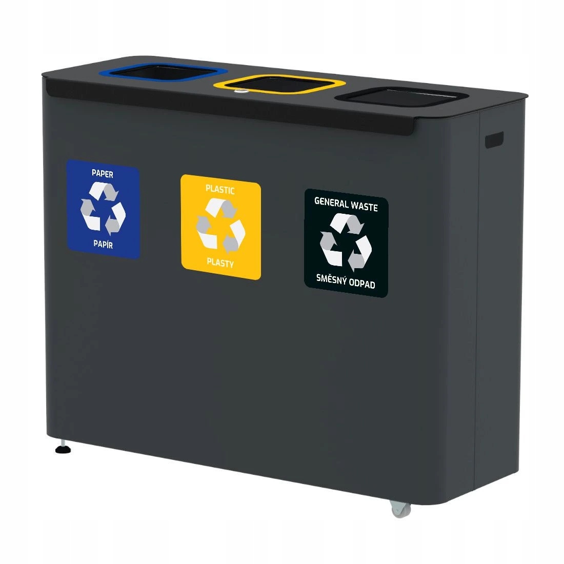 Zostava na triedený odpad Eko Star Station 3 x 60 l, lakovaná oceľ, sivá