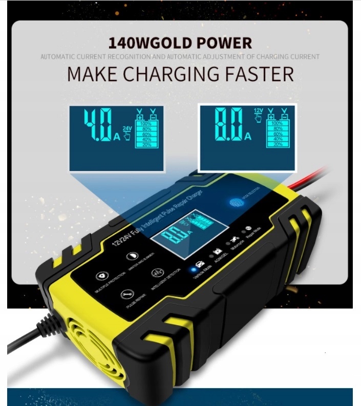 Inteligentna ładowarka do akumulatorów 6 AH-150 AH z wyświetlaczem
