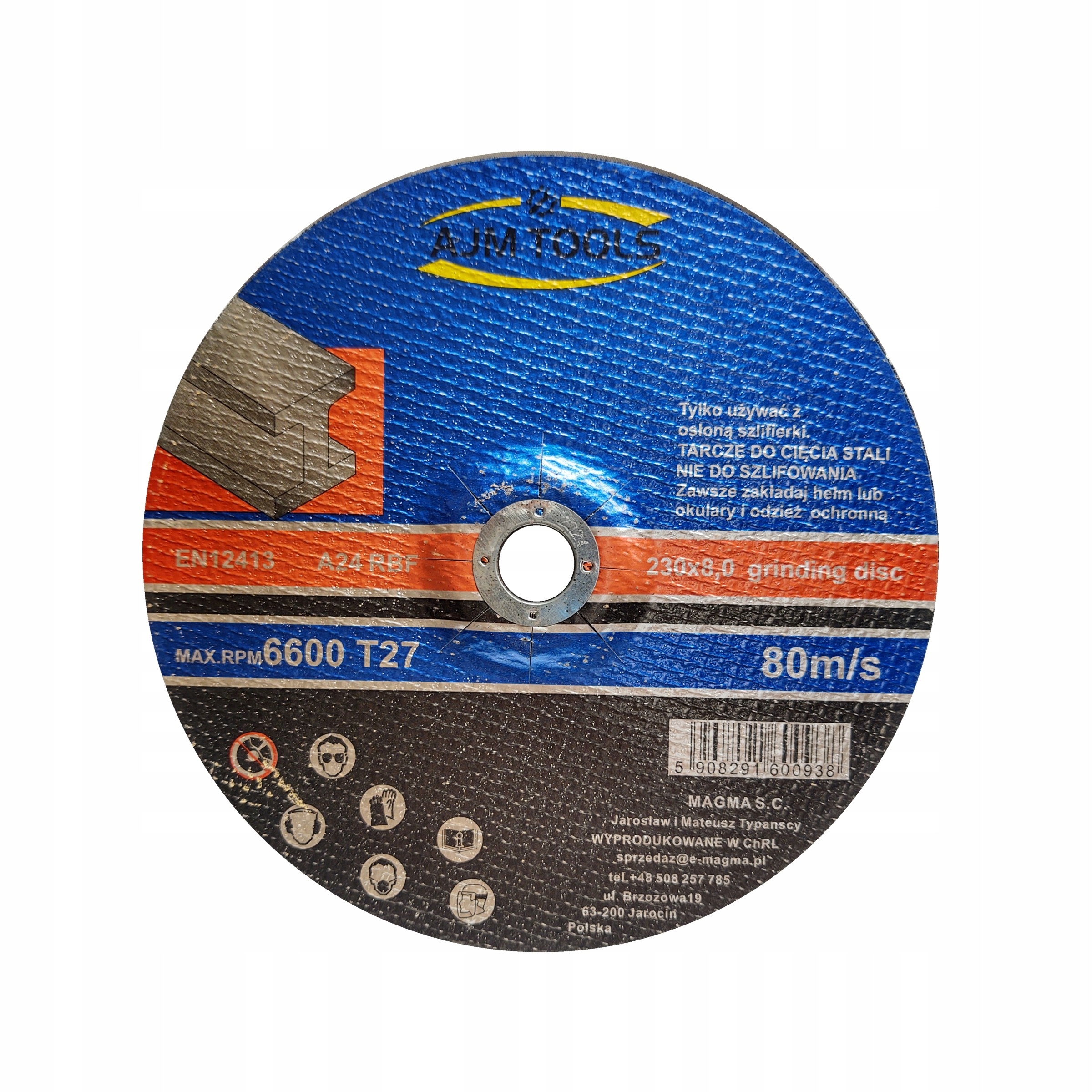 Tarcza do szlifowania metalu stali 230 x 8,0 mm