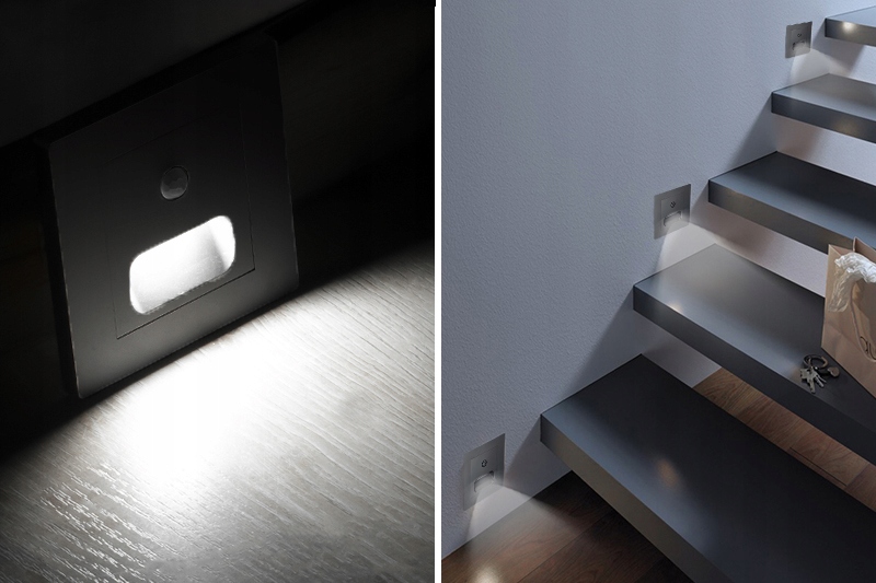 3x LAMPKA OŚWIETLENIE SCHODOWE PRZYPODŁOGOWE LED OPRAWKI CZUJNIK RUCHU 230V Kod producenta DecQ11_bk