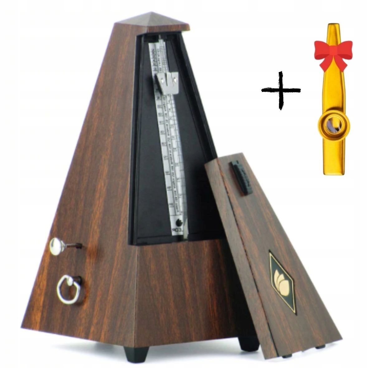 Metronom Fleor mechanický s natahovacím zvonkem hnědý Premium přesný