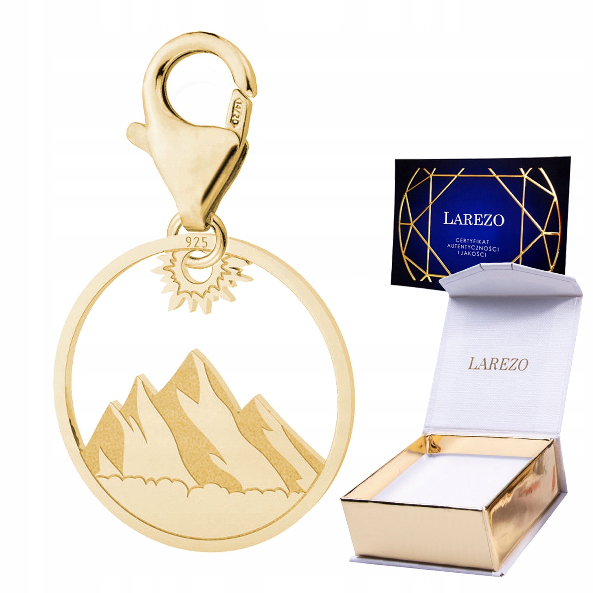 Přívěsek Zlatý Závěsný s horami Hory Tatry Polsko Slunce Příroda Stříbro 925