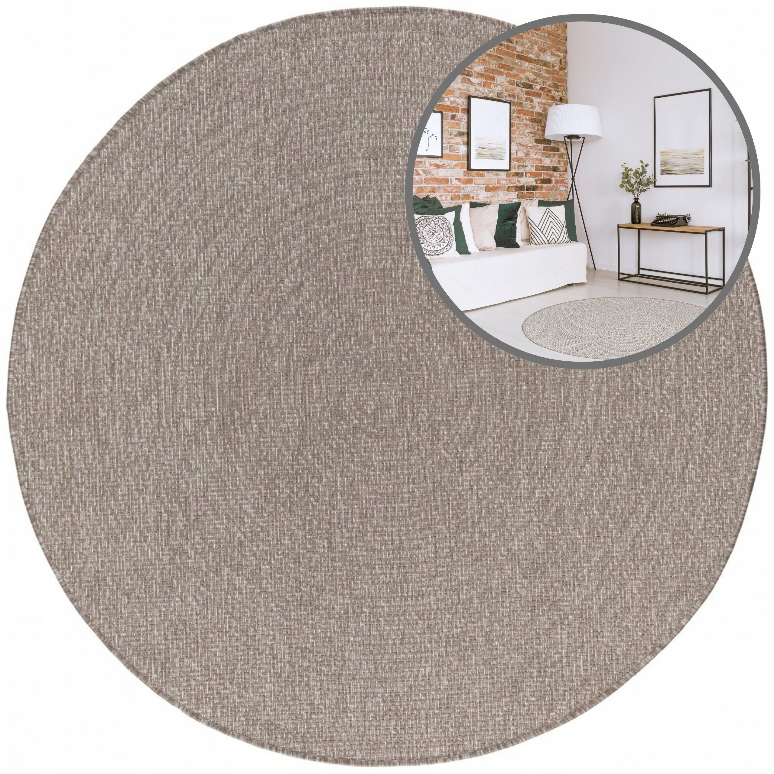 Koberec Okrouhlý Vnější Kruh 140 CM Lana Béžový Provázkové Koberce Koberec