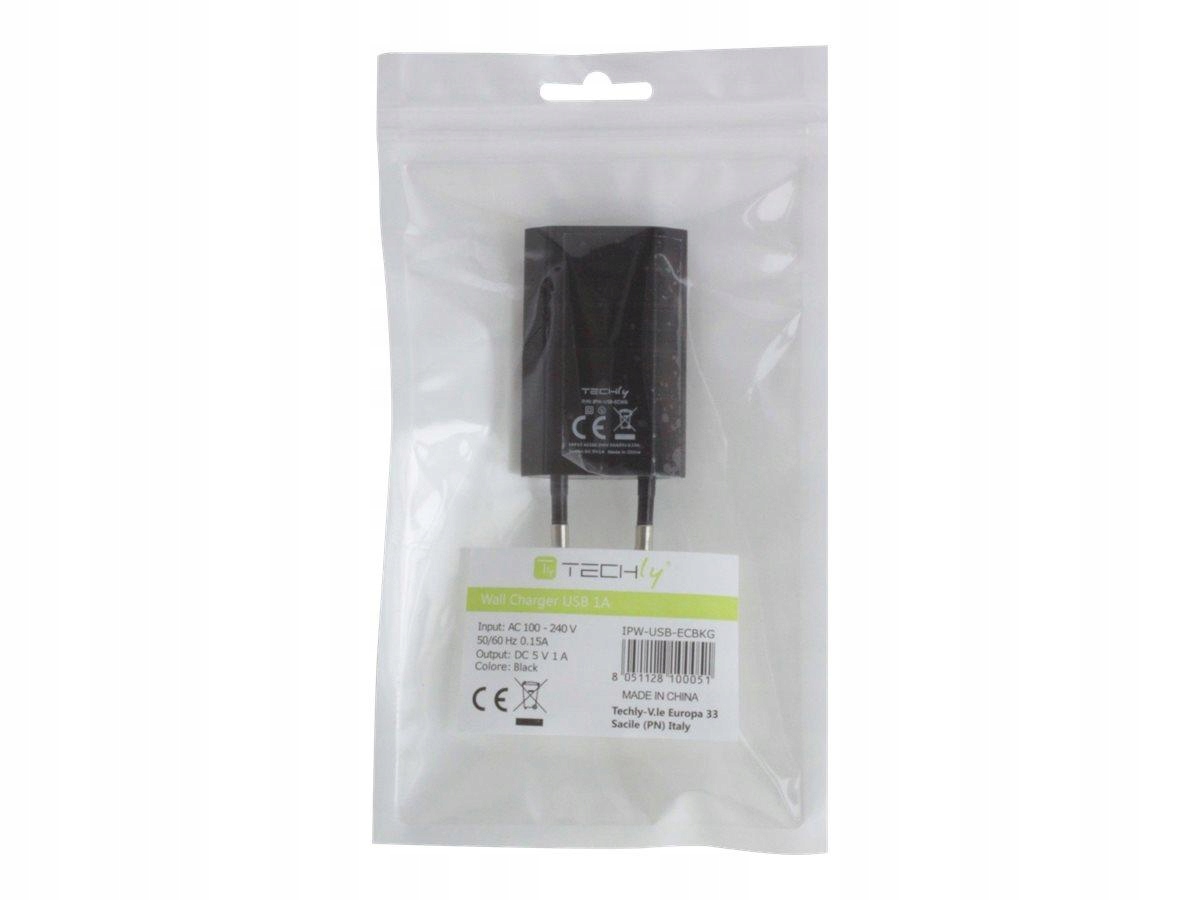 Techly 100051 Techly Sieciowa ładowarka Usb Slim 230V -> 5V/1A czarna
