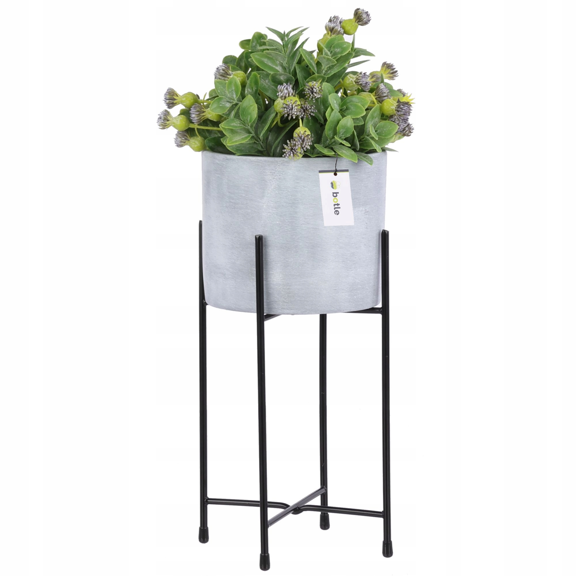Květináč keramický Šedý beton obal stojan kovový matný květináč H33 cm