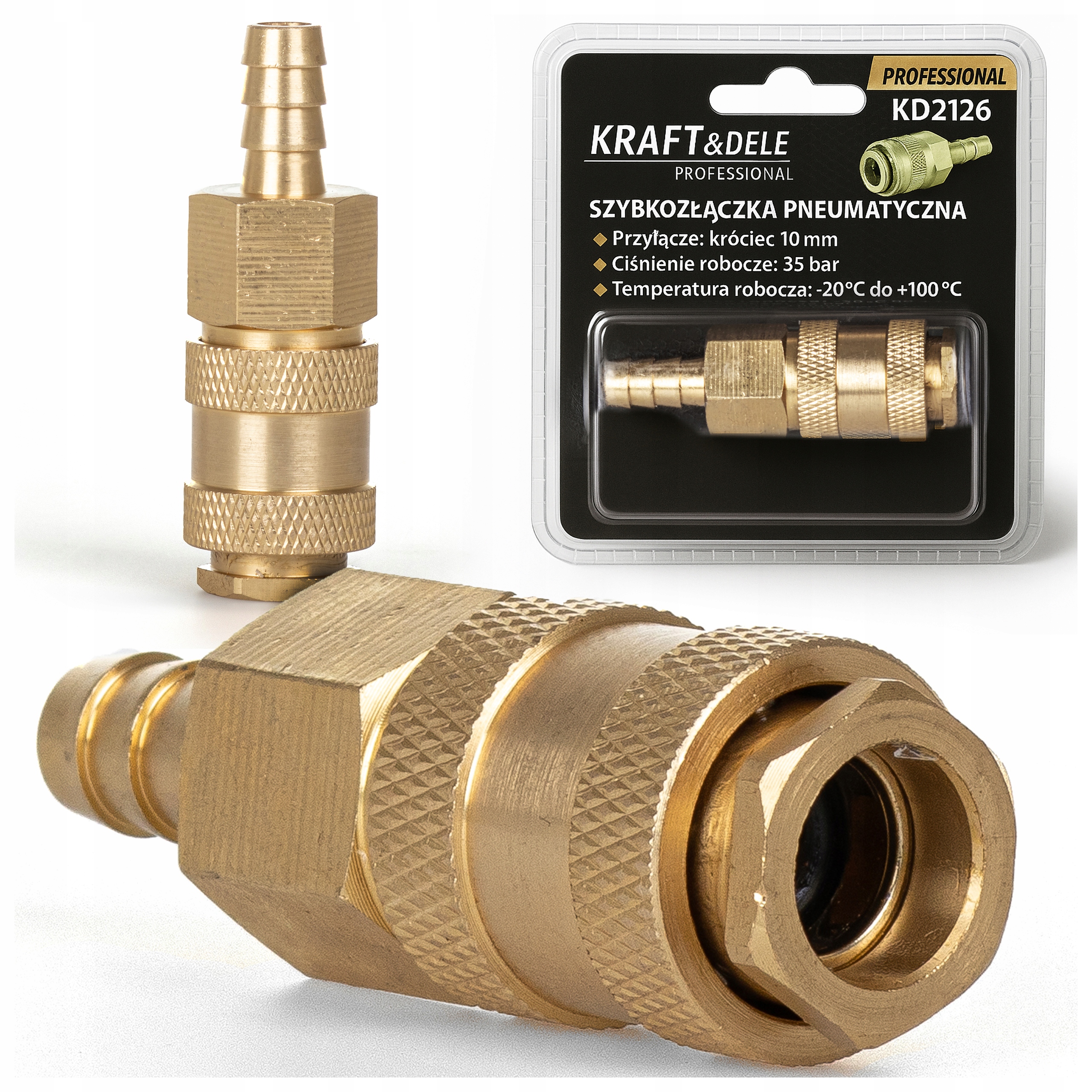 Szybkozłączka 1/4" Pneumatyczna Króciec 10mm max 35bar KD2126